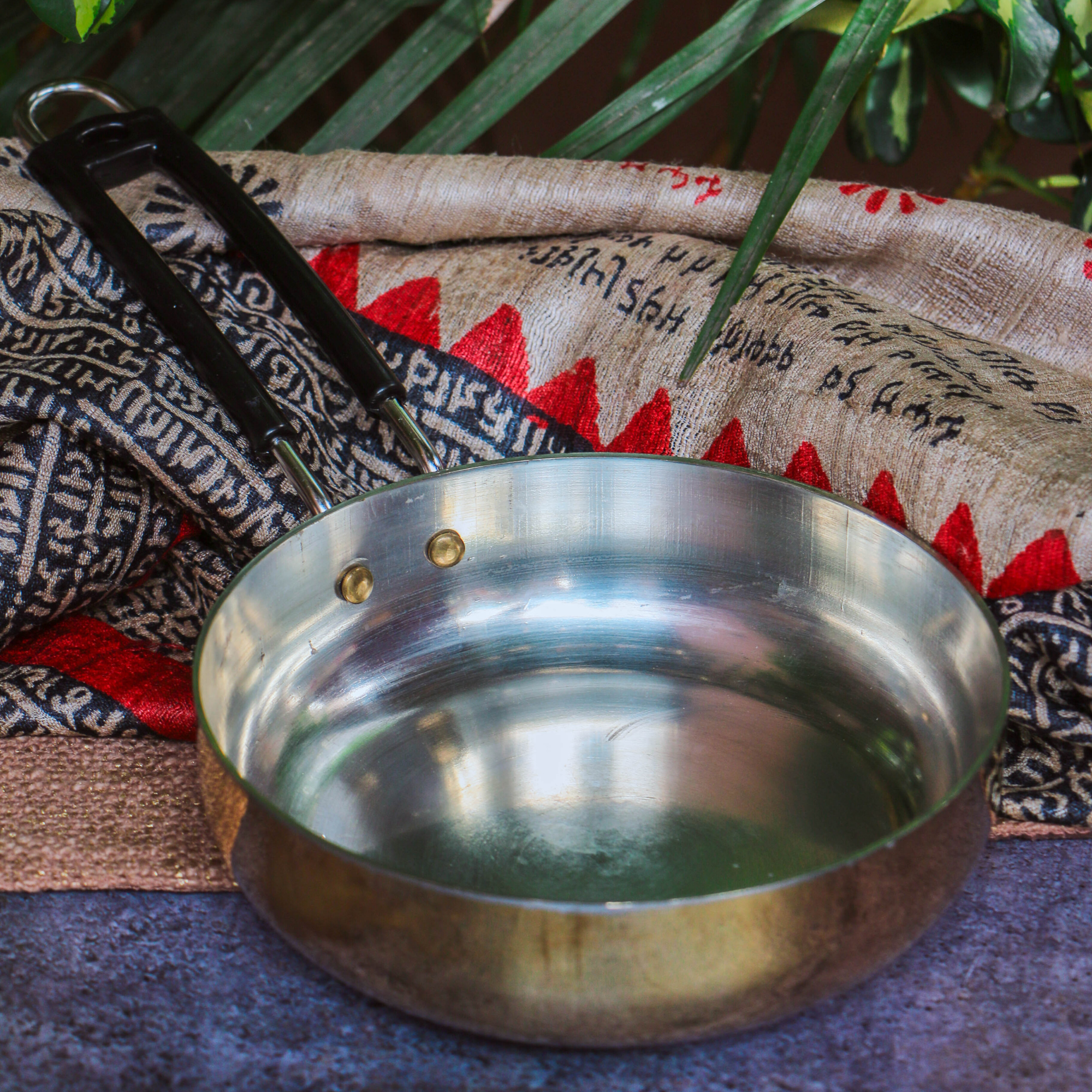 Pure Brass Sauce Pan with 'Kalai' Tin Coating - 7.0 inches Diameter