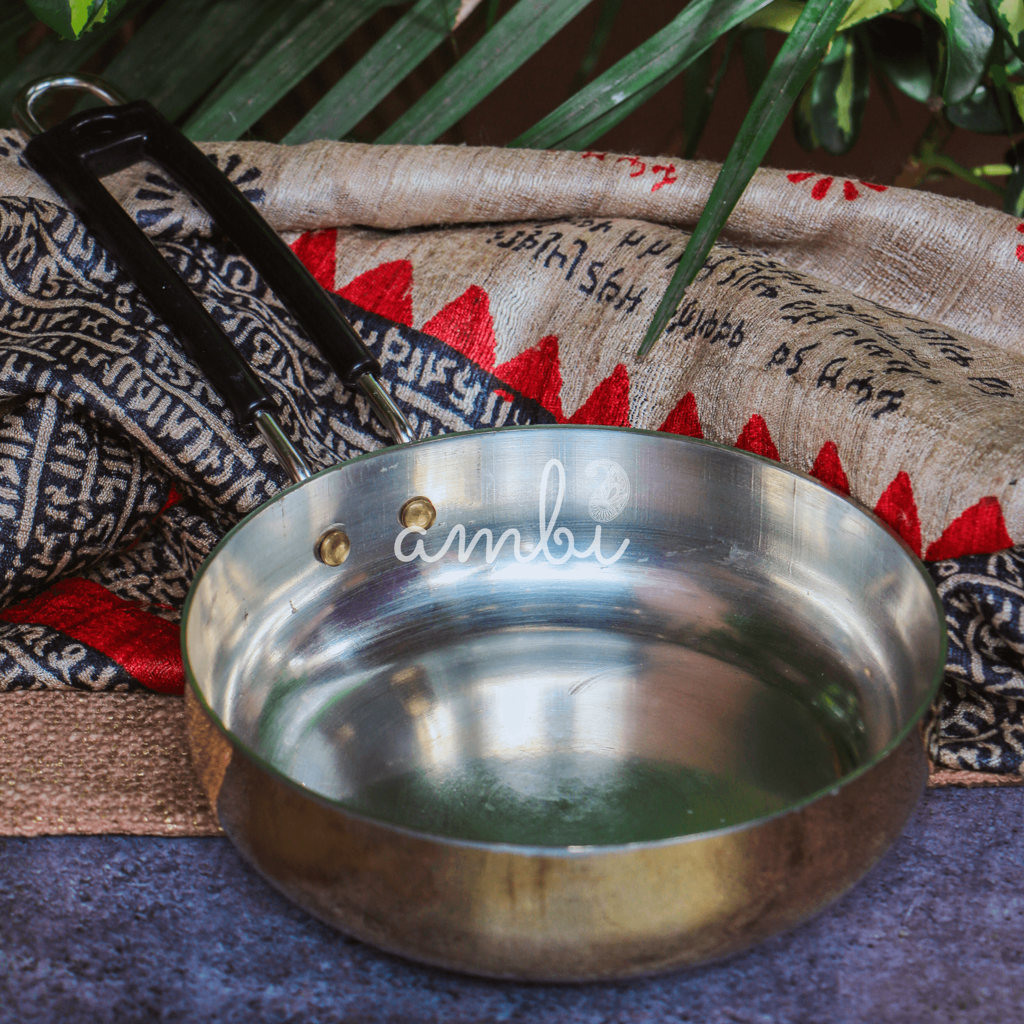 Pure Brass Sauce Pan with 'Kalai' Tin Coating - 7.0 inches Diameter