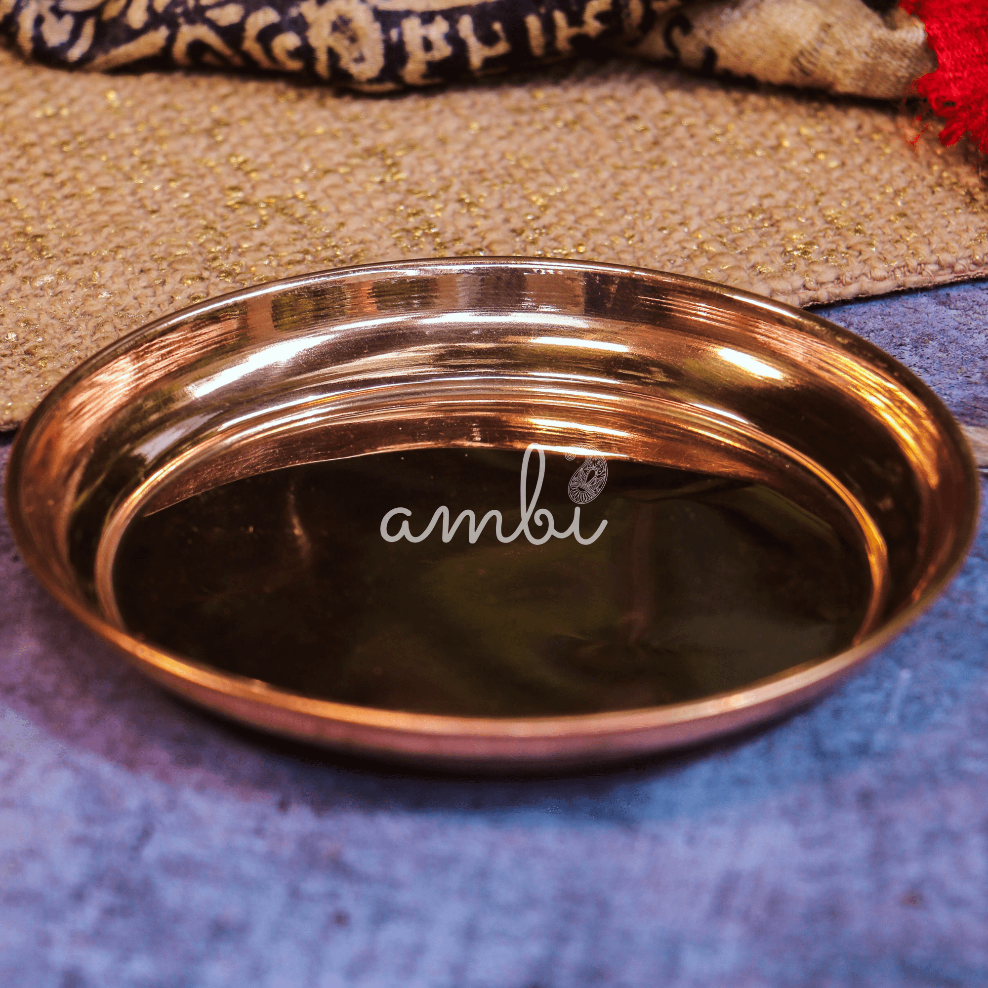 100% Copper Pooja Plate / Ayurveda / Vaastu - Big 8 Inches Diameter