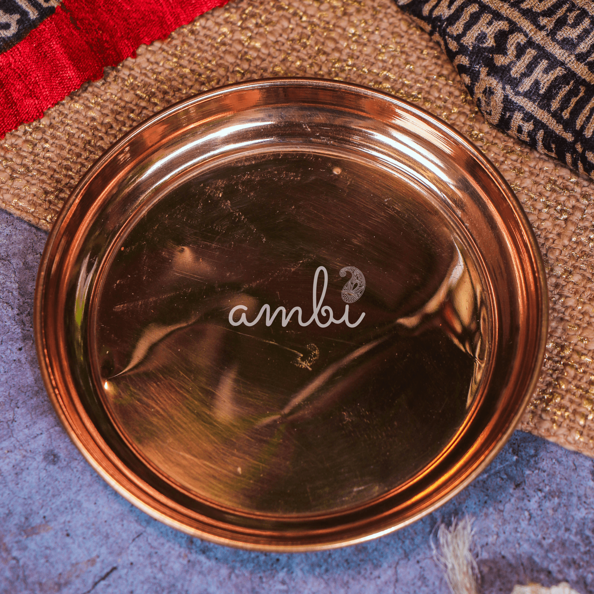 100% Copper Pooja Plate / Ayurveda / Vaastu - Medium 5 Inches Diameter