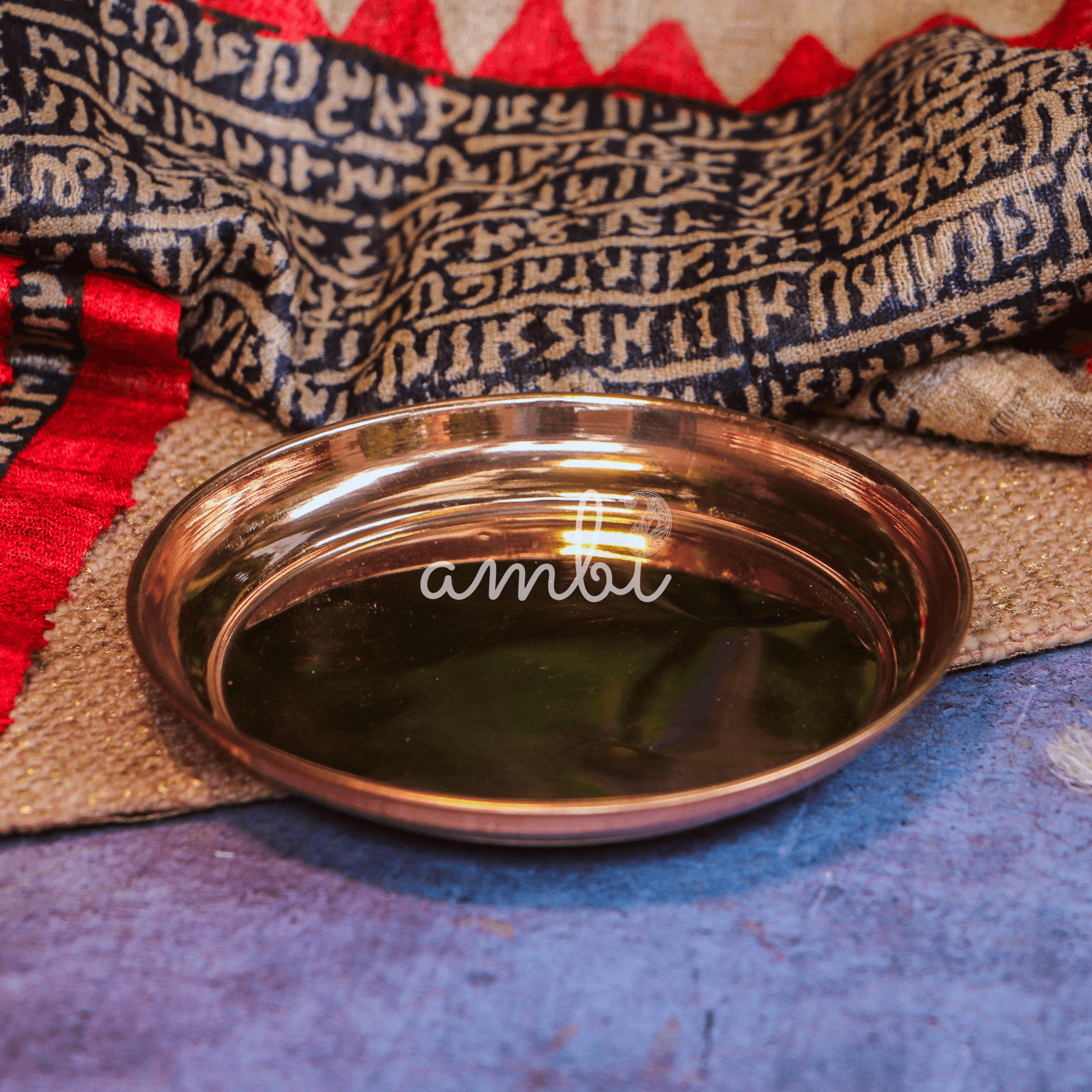 100% Copper Pooja Plate / Ayurveda / Vaastu - Small 3.5 Inches Diameter - Set of 5