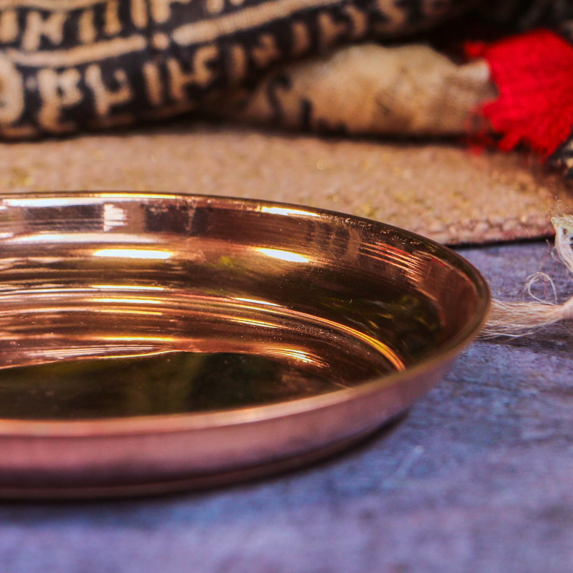 100% Copper Pooja Plate / Ayurveda / Vaastu -  Big 8 Inches Diameter