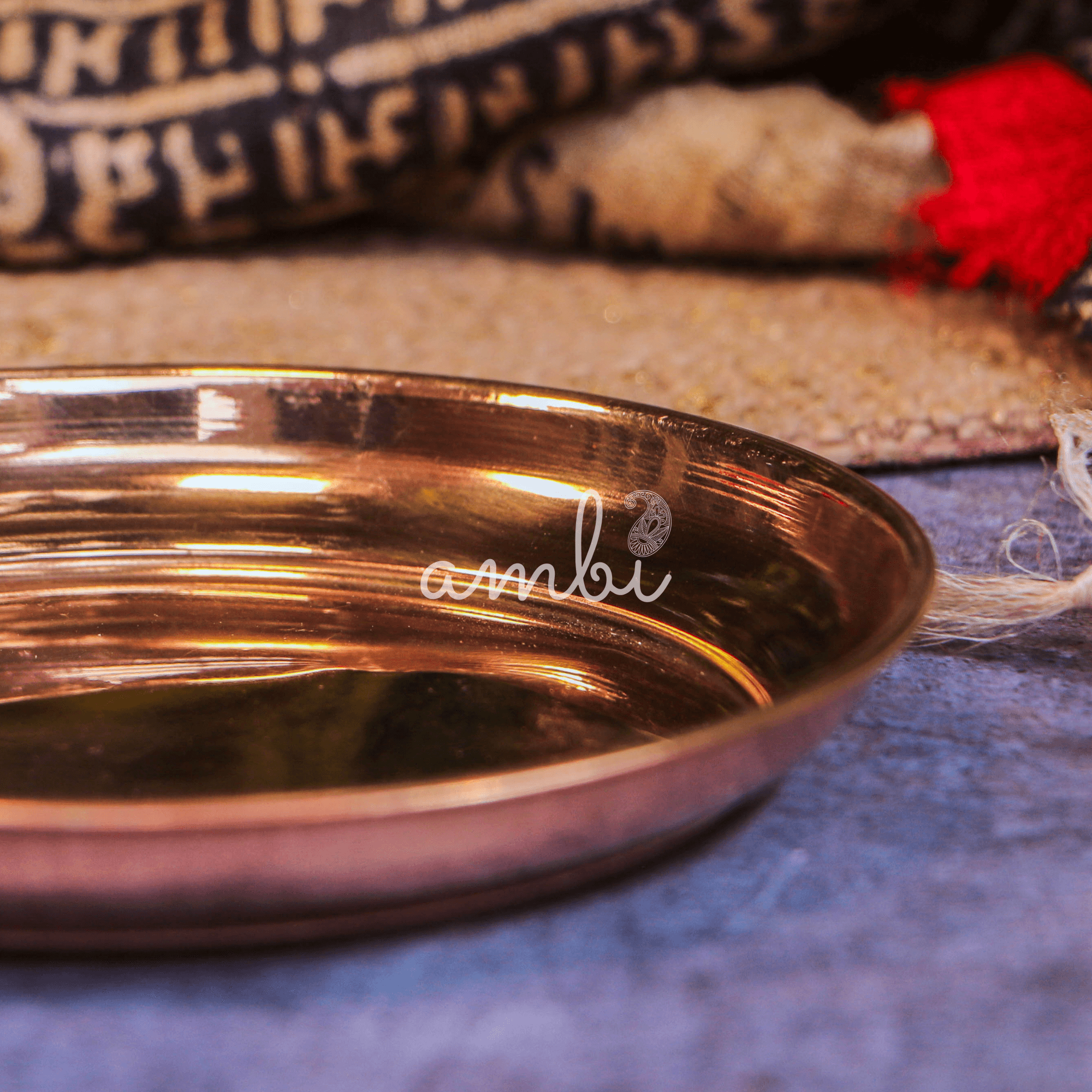 100% Copper Pooja Plate / Ayurveda / Vaastu - Small 3.5 Inches Diameter - Set of 5