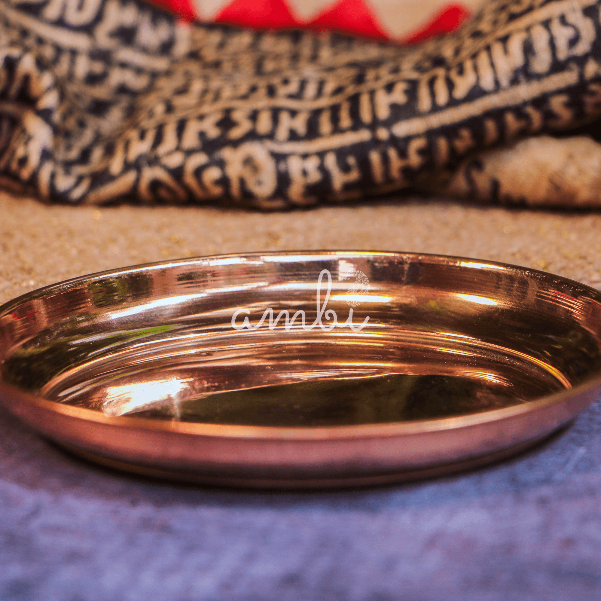 100% Copper Pooja Plate / Ayurveda / Vaastu - Small 3.5 Inches Diameter - Set of 5