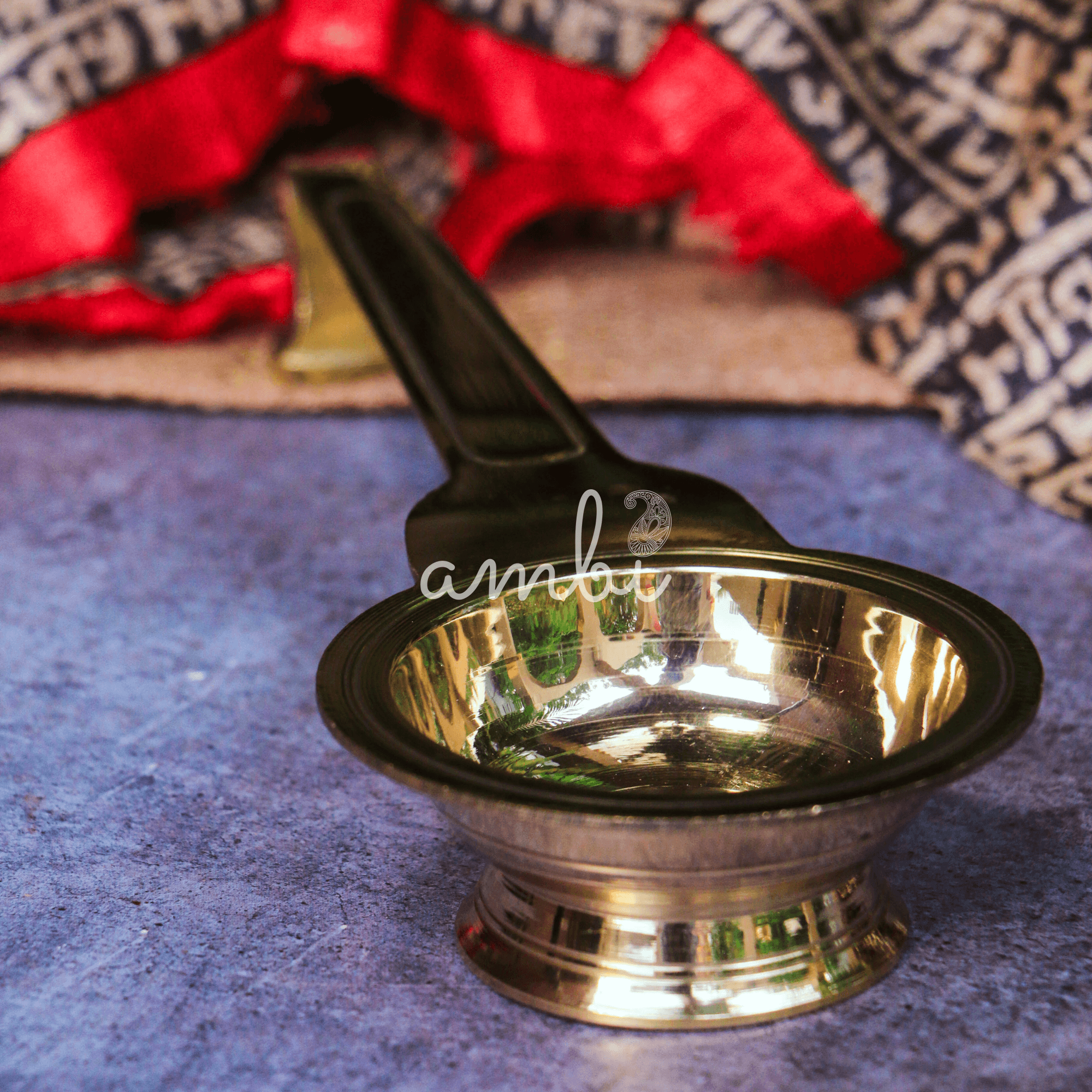 100% Pure Brass Pooja Aarti Deepam / Deepak / Diya - Length - 25 cms (10 inches)