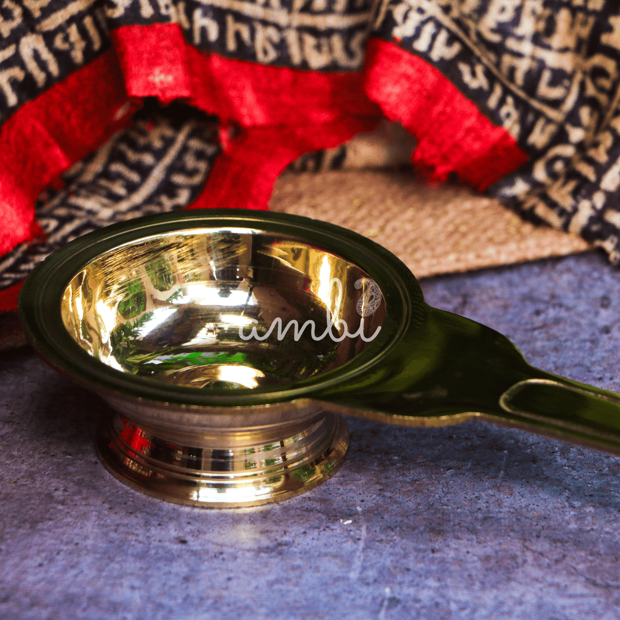 100% Pure Brass Pooja Aarti Deepam / Deepak / Diya - Length - 25 cms (10 inches)