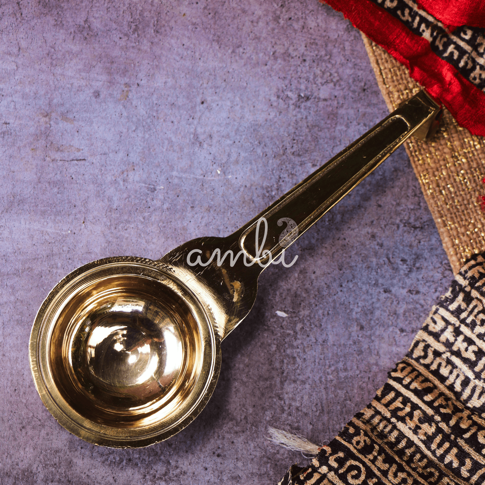 100% Pure Brass Pooja Aarti Deepam / Deepak / Diya - Length - 25 cms (10 inches)