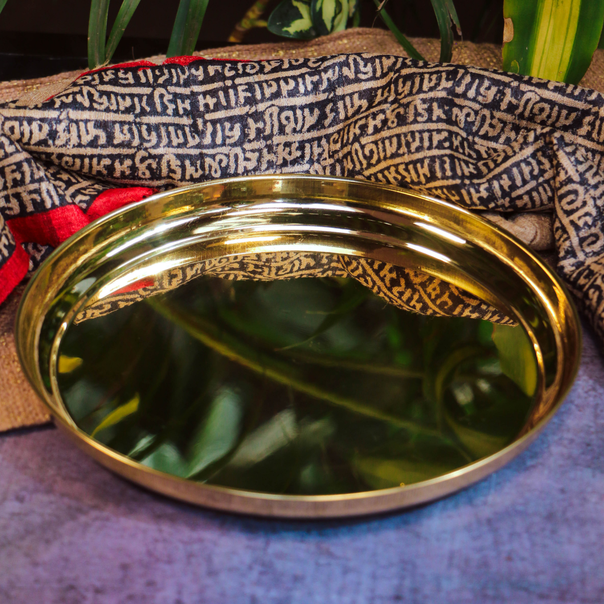 Ambi Pure Brass Peetal Multipurpose Plate — 10 Inch | Pooja, Ceremonies & Dining