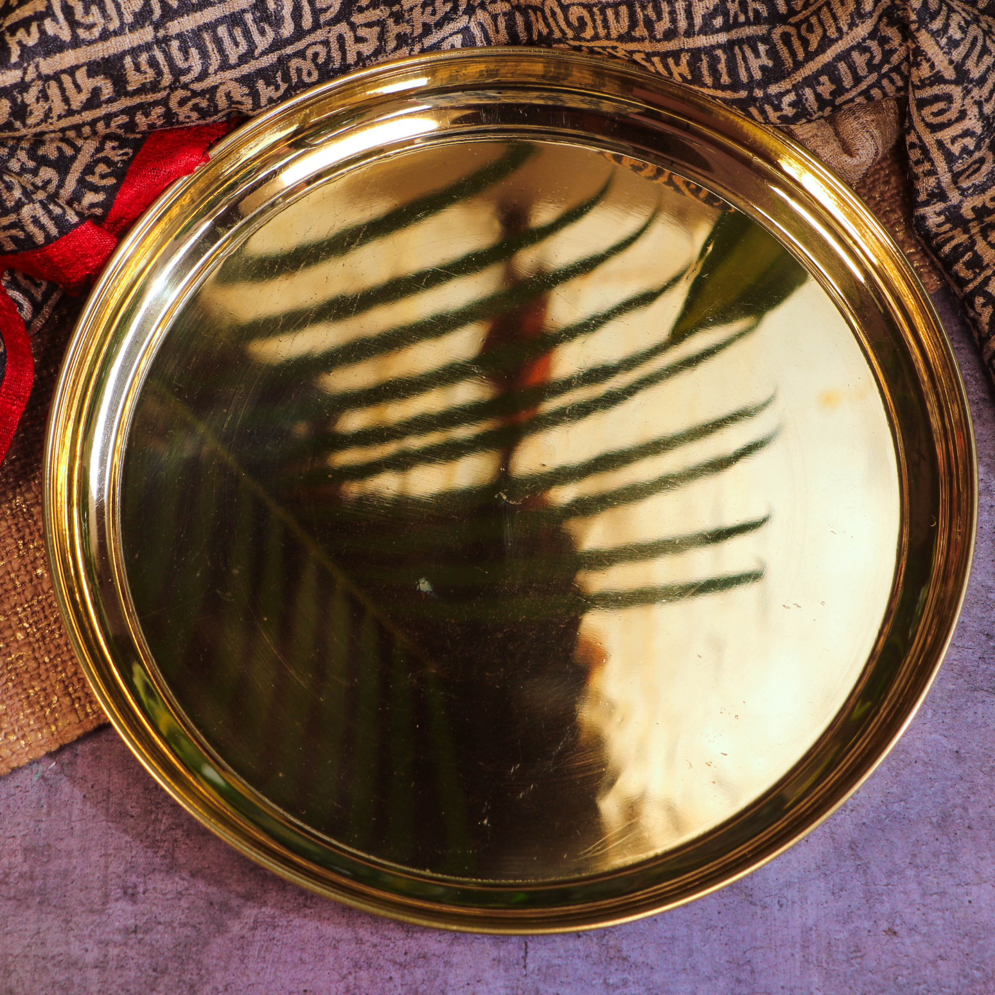 Ambi Pure Brass Peetal Multipurpose Plate — 10 Inch | Pooja, Ceremonies & Dining
