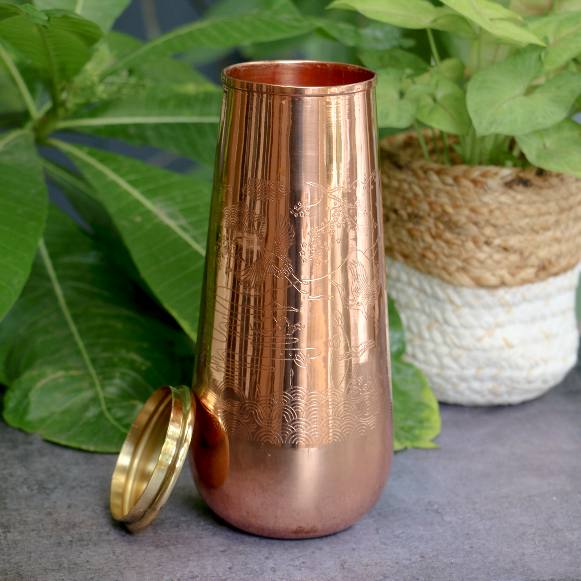 Ambi Pure Copper Engraved Jug 950 ml