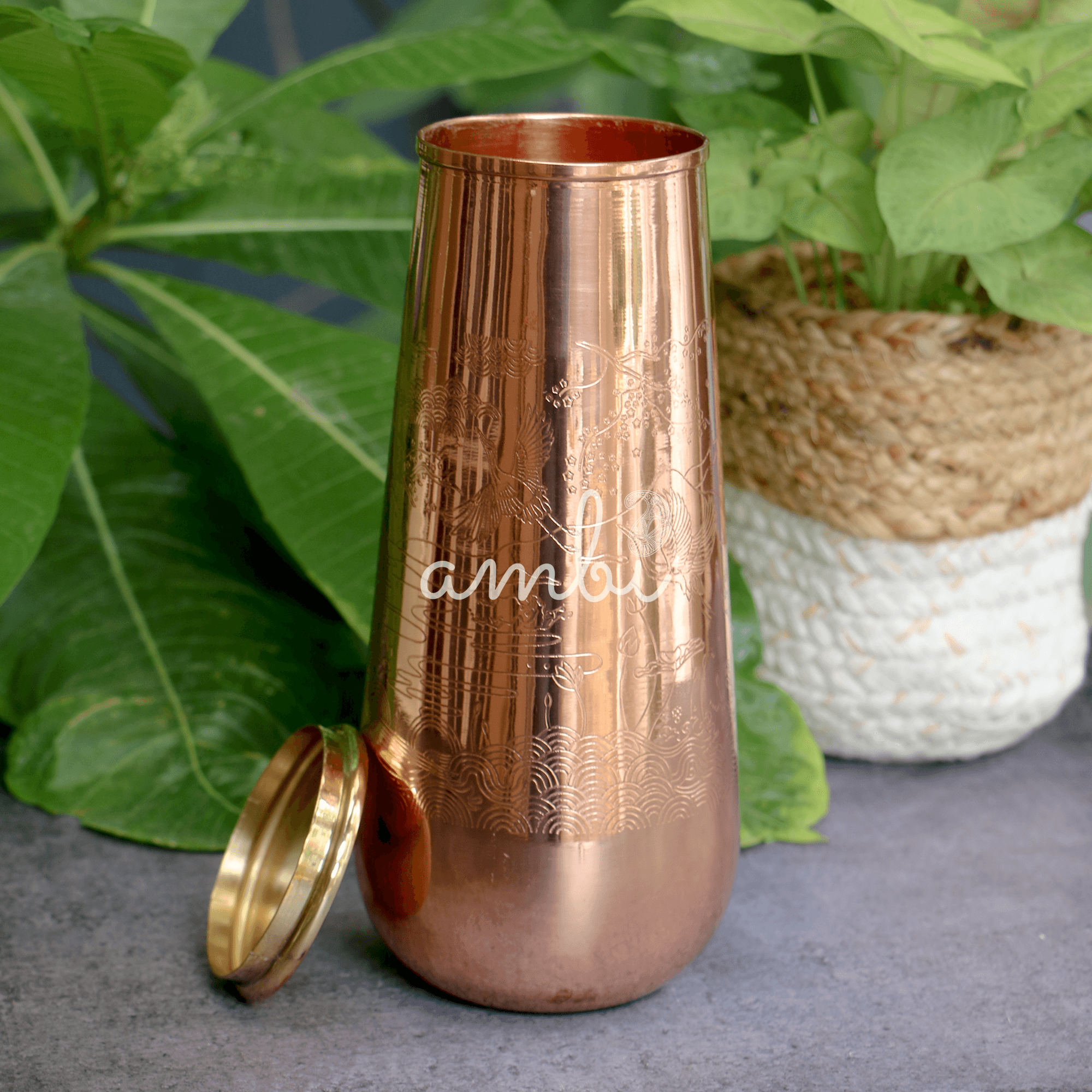 Ambi Pure Copper Engraved Jug 950 ml