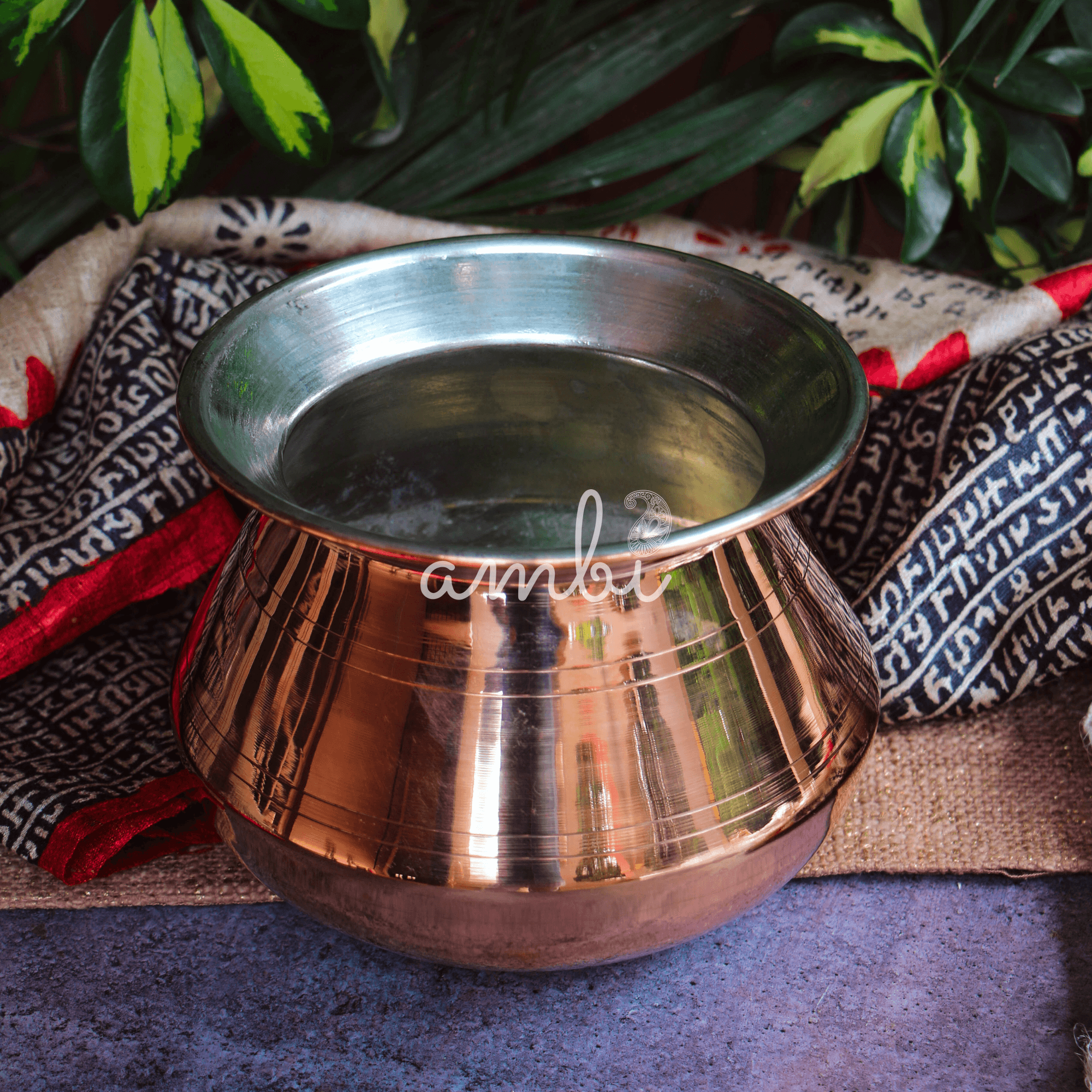 100% Pure Copper Water Kalash / Matka for Health / Ayurveda / Pooja / Ceremonies - Medium - 2.5 L