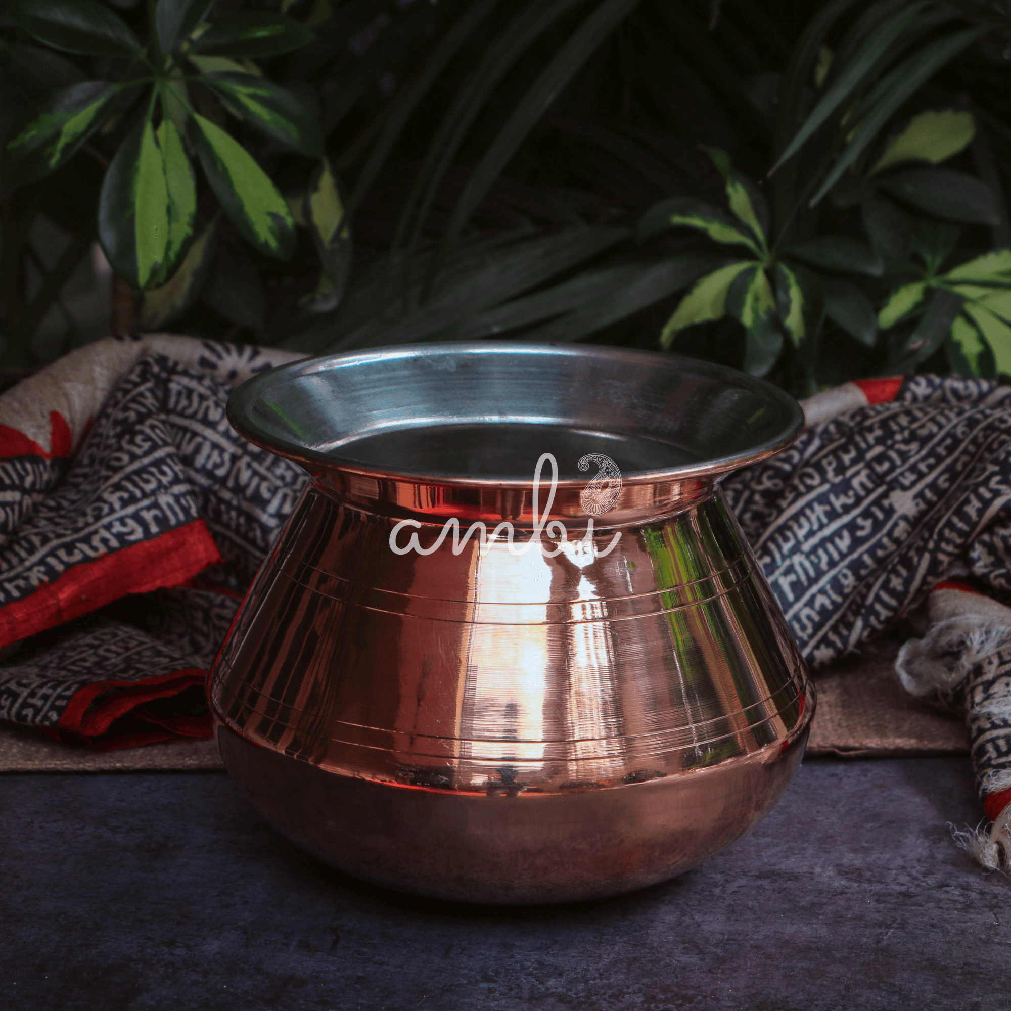 100% Pure Copper Water Kalash / Matka for Health / Ayurveda / Pooja / Ceremonies - Regular - 1.5 L