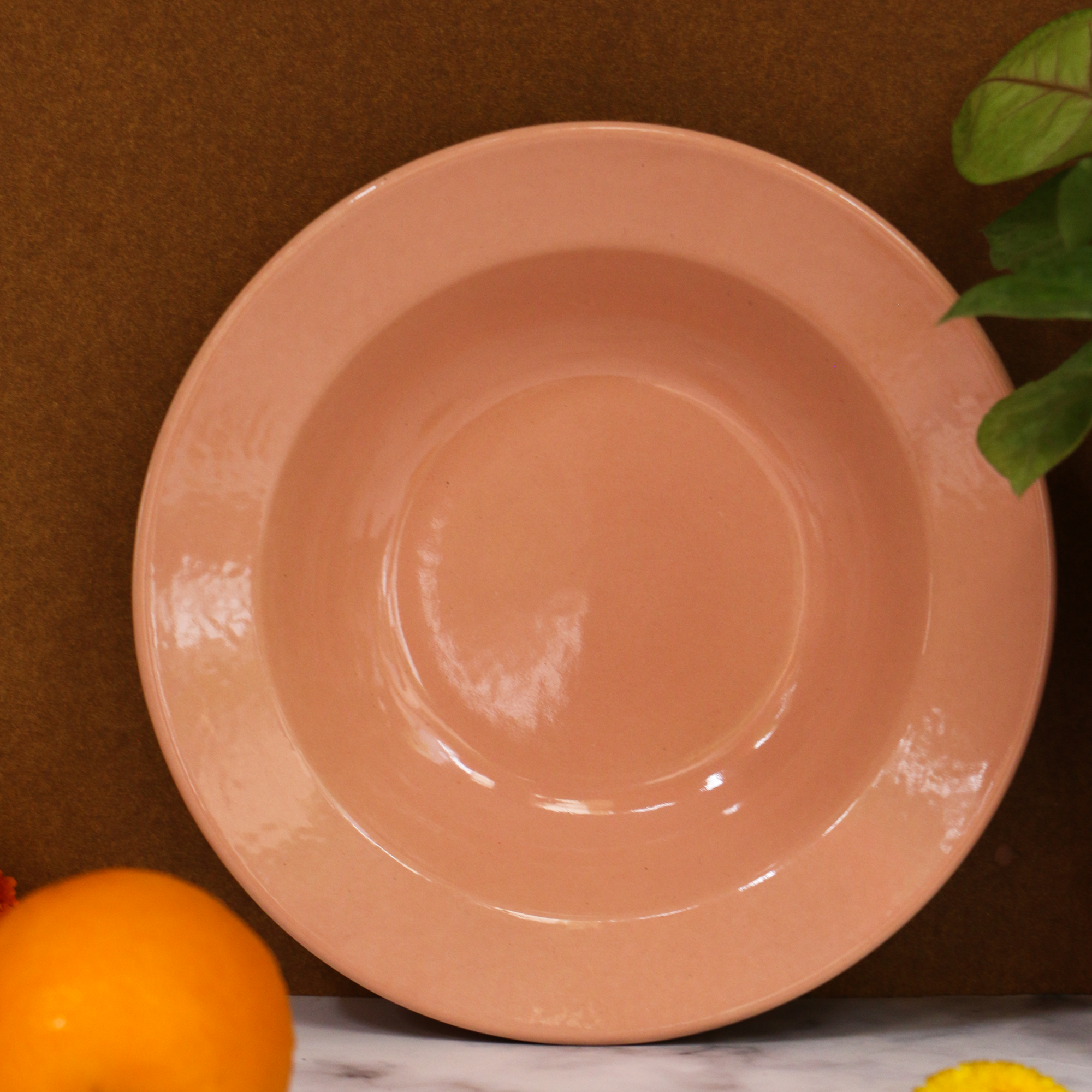 Ambi Heavy Stoneware Peach Deep Plate 9 inches