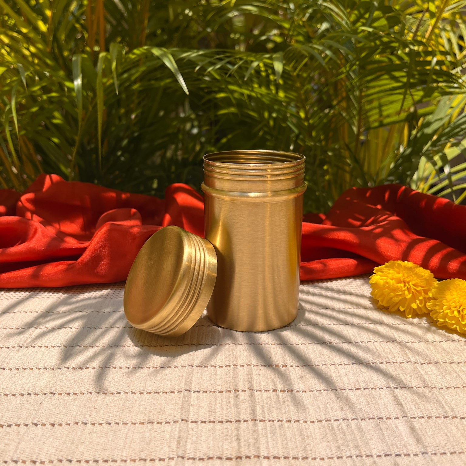 Pure Brass Storage Nut / Spice / Trinket Box Elegant Simple Plain Elegant Top Lid - 4.5 Inches