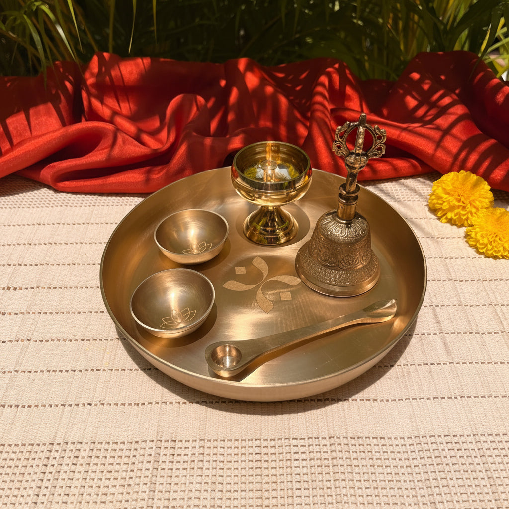 Ambi Suvarna Grace Pure Kansa Puja Thali Set – 6 Pieces