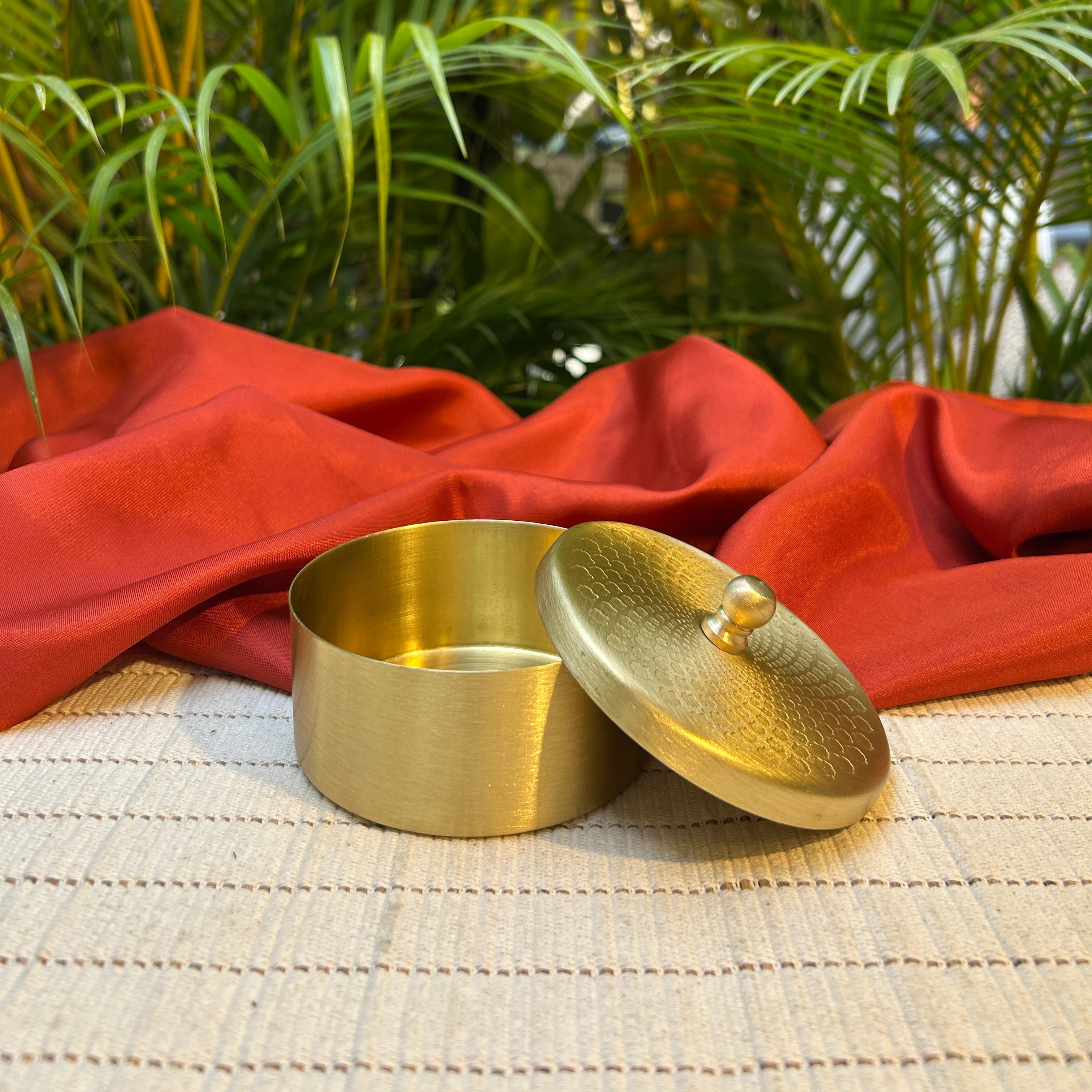 Pure Brass Small Nut / Trinket Jar Box  - 3.5 inches Diameter - Spiral Design