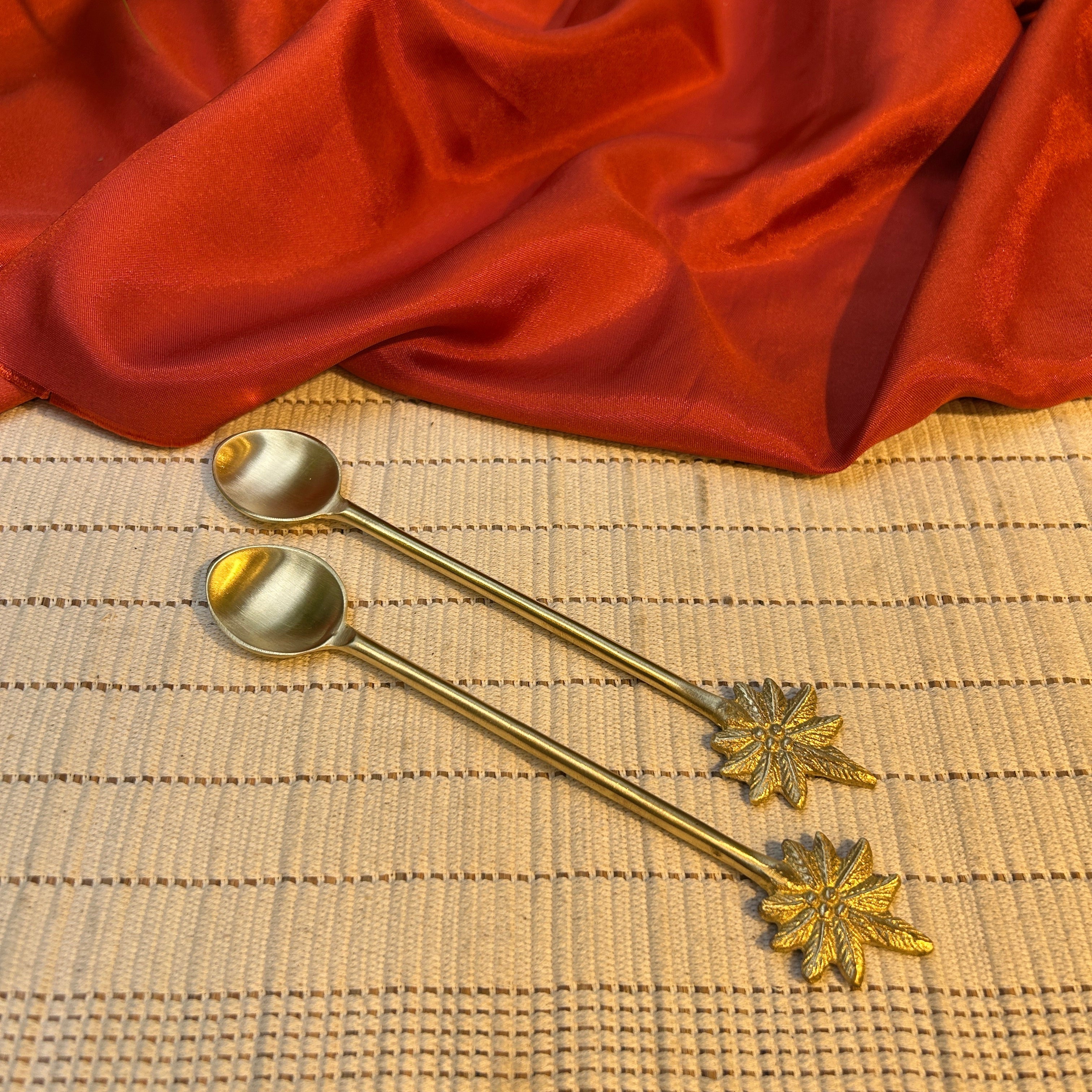 Ambi Golden Blossom Pure Brass Decorative Spoon | Handcrafted