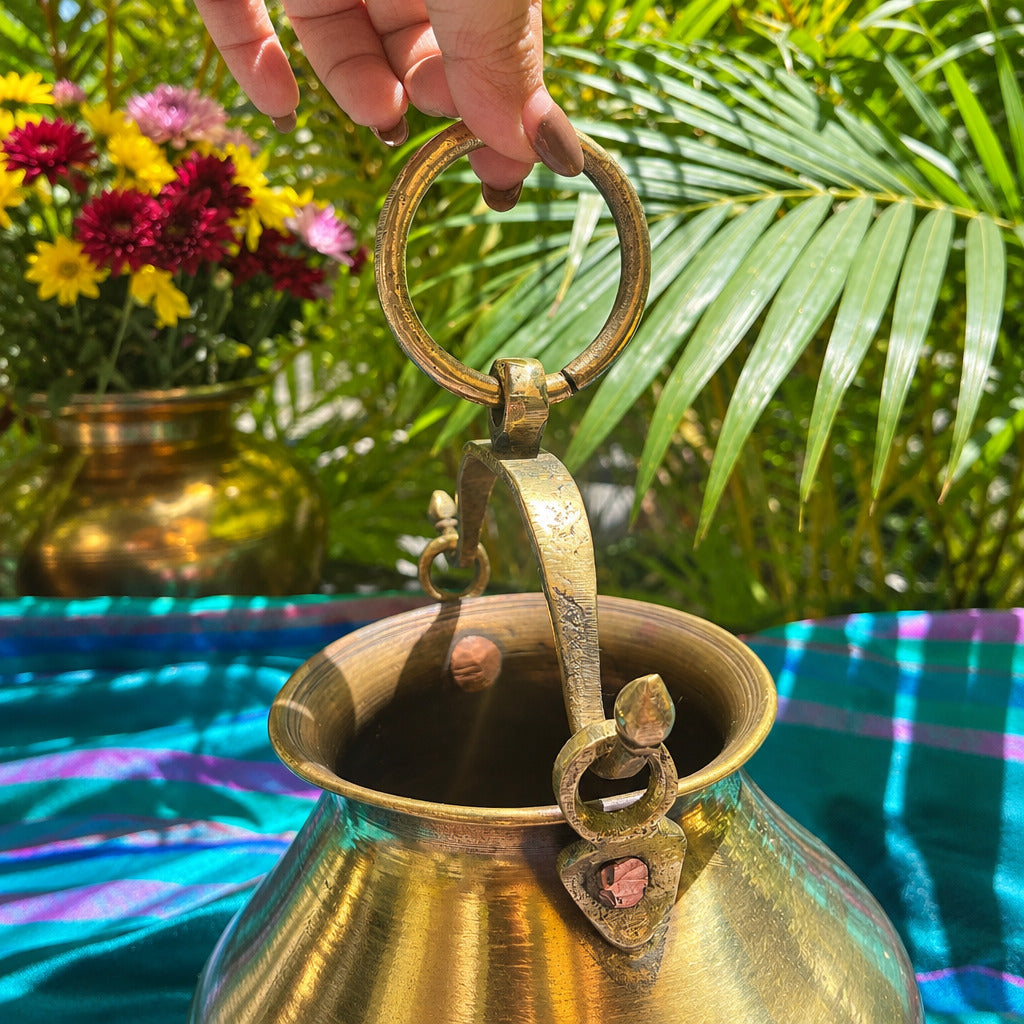 Handcrafted Vintage Heritage Brass Lota With Hanging Loop