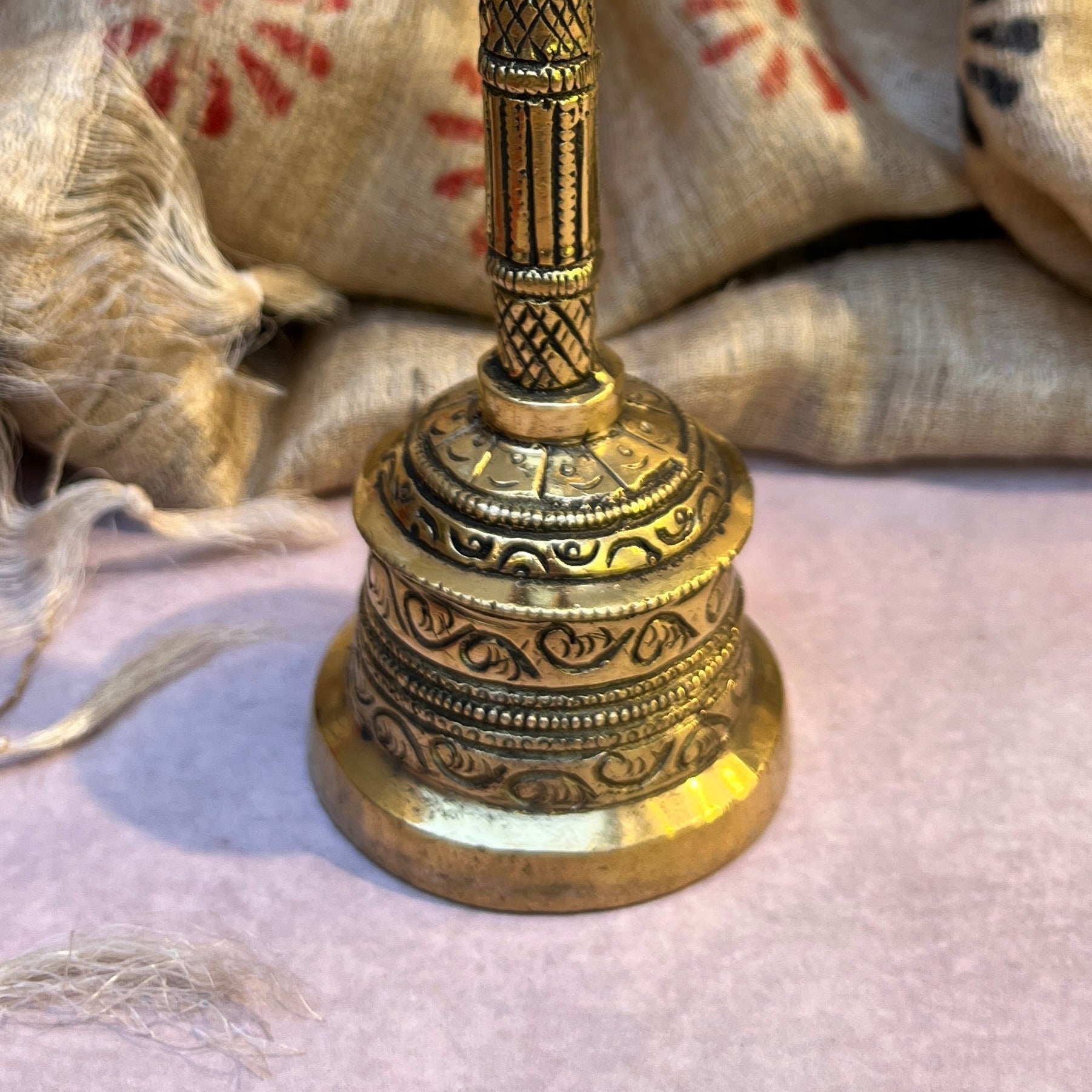 Ambi Pure Brass Nandi Symbol Hand Bell for Pooja & Aarti - 5.5 Inch Height
