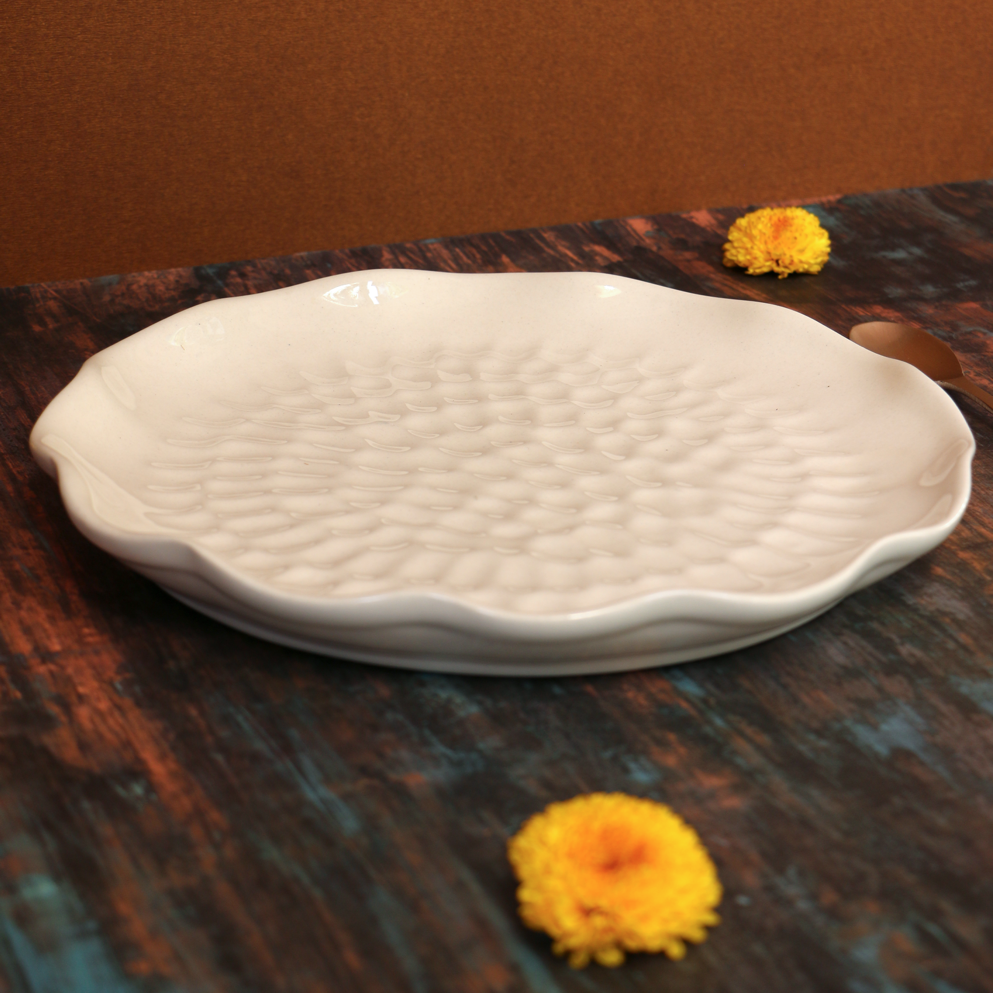 Ambi Studio Pottery Large Embossed Platter 10 inch