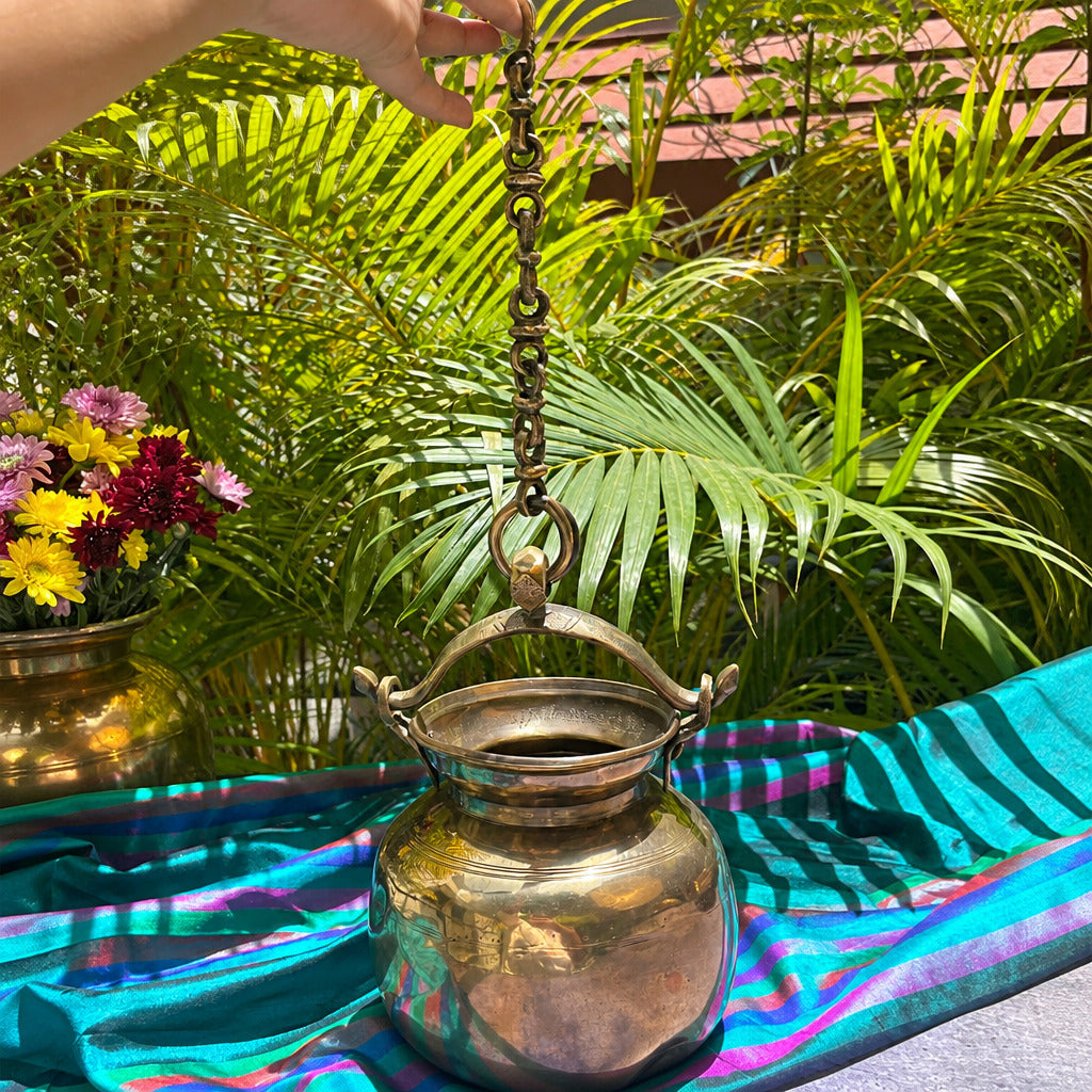 Ambi Handcrafted Elegant Vintage Brass Lota / Water Pot with Handle