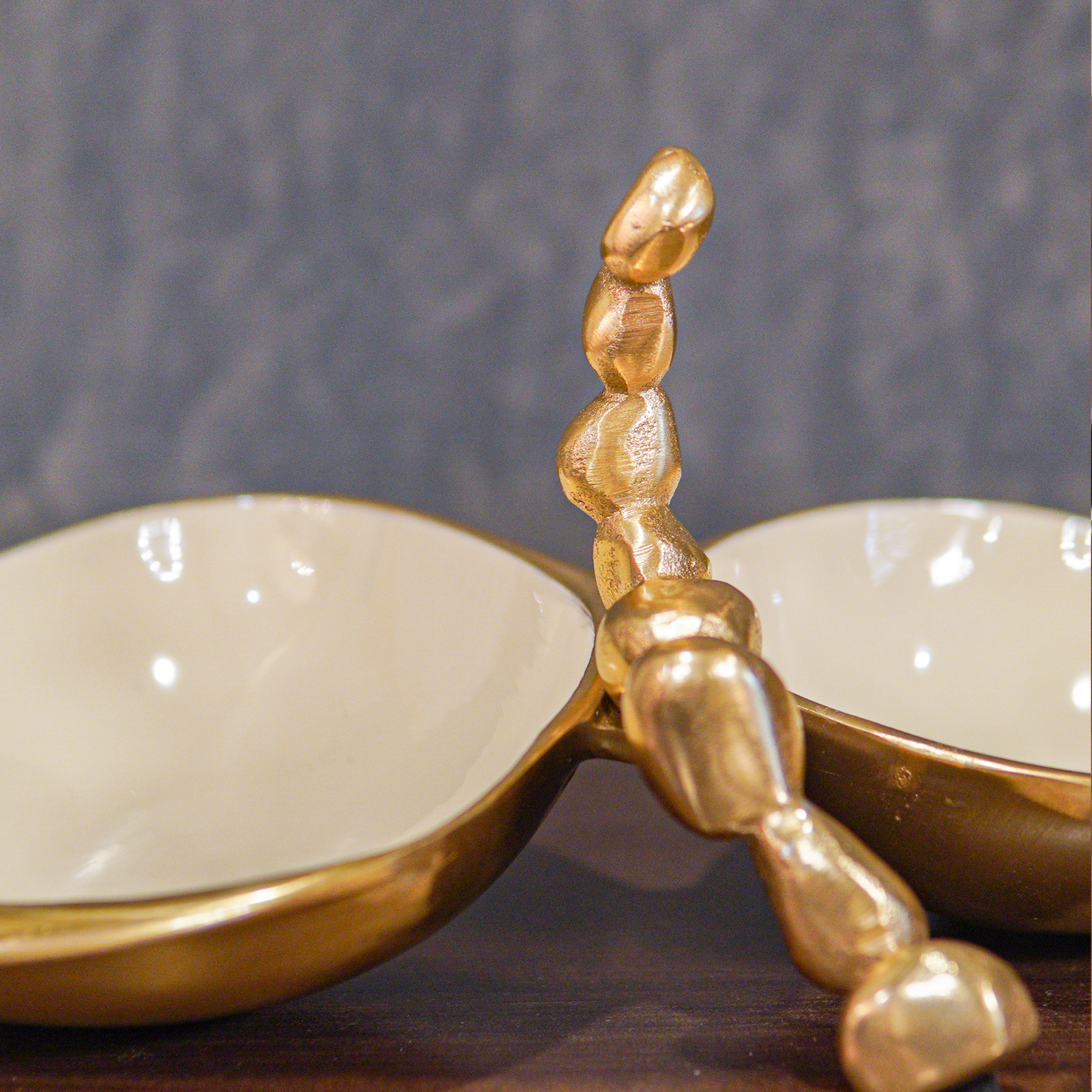 Elegant Pure Brass Gold Dry fruit Bowl Set (2 Bowls) - White