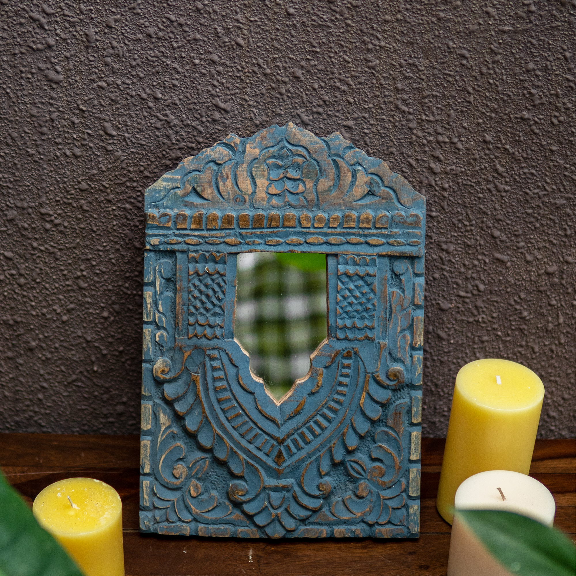 Wooden Jharoka in Blue Colour