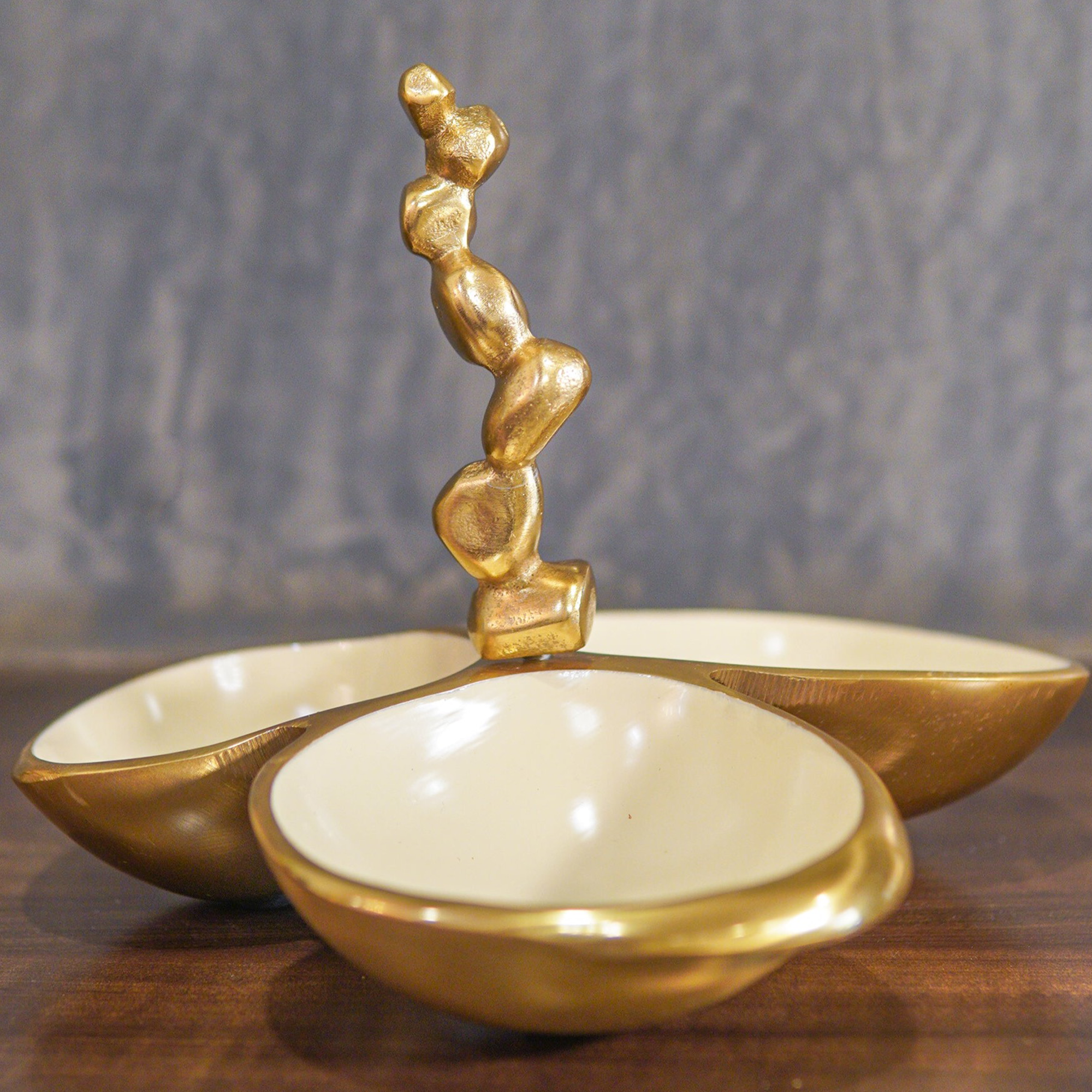 Elegant and Stylish Gold Nickel Pure Brass 3 Dry Fruit Bowl Set