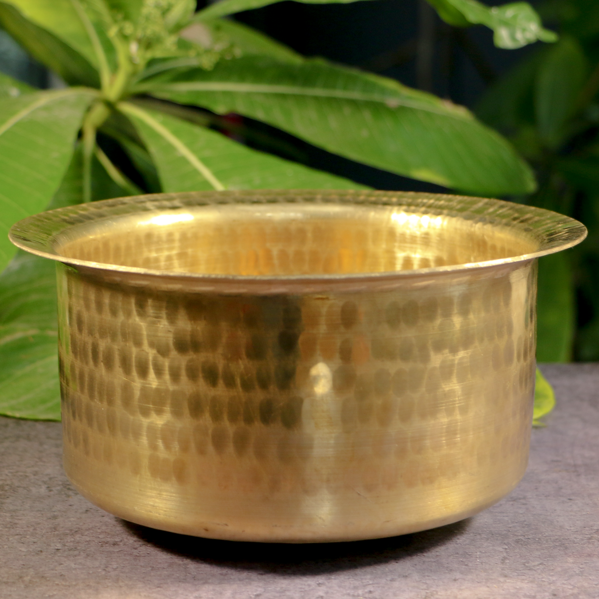 Beautiful Pure Brass Traditional Hammered Patila - 4 L