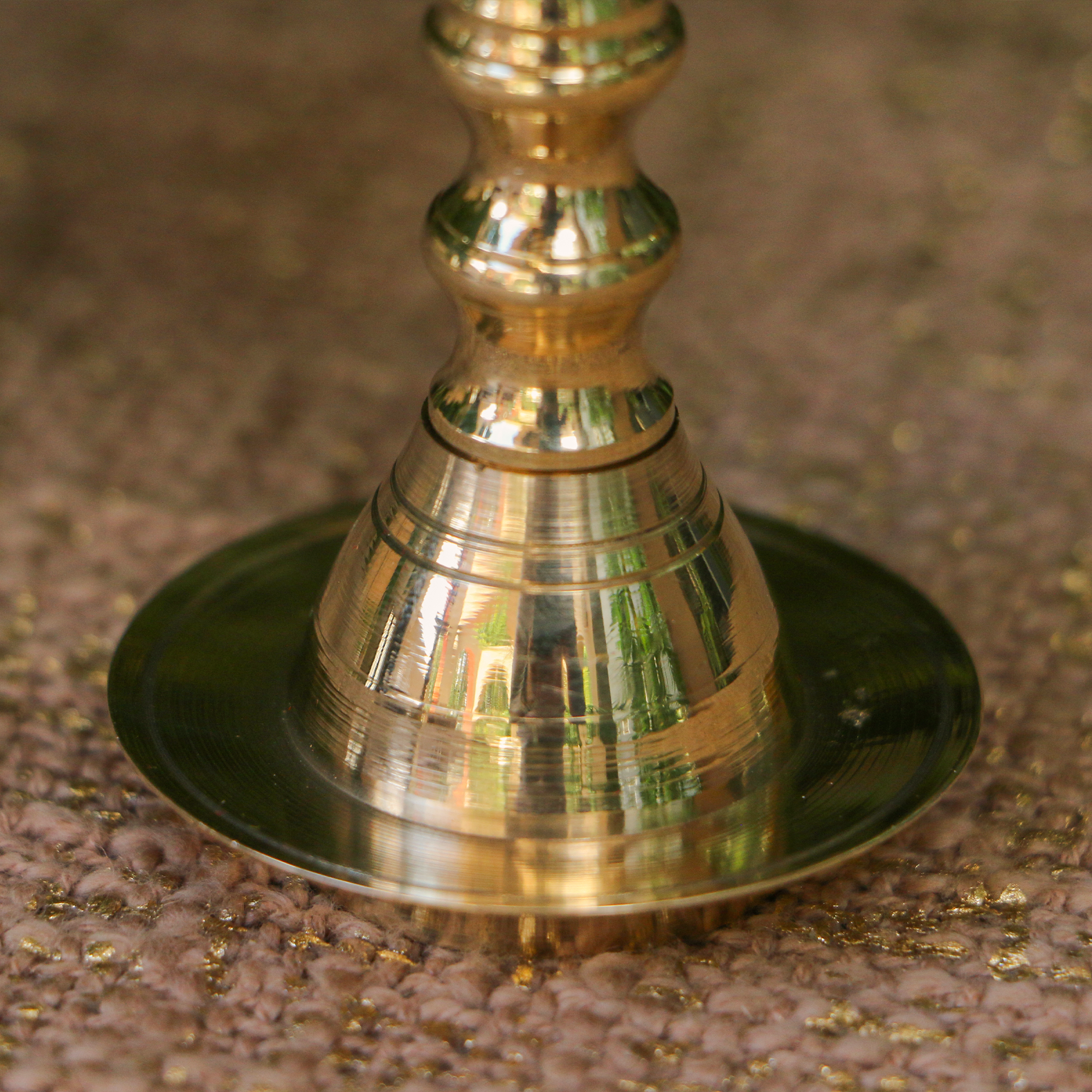 100% Pure Brass Kerala Pooja Deepam / Deepak - 5 Baati Small