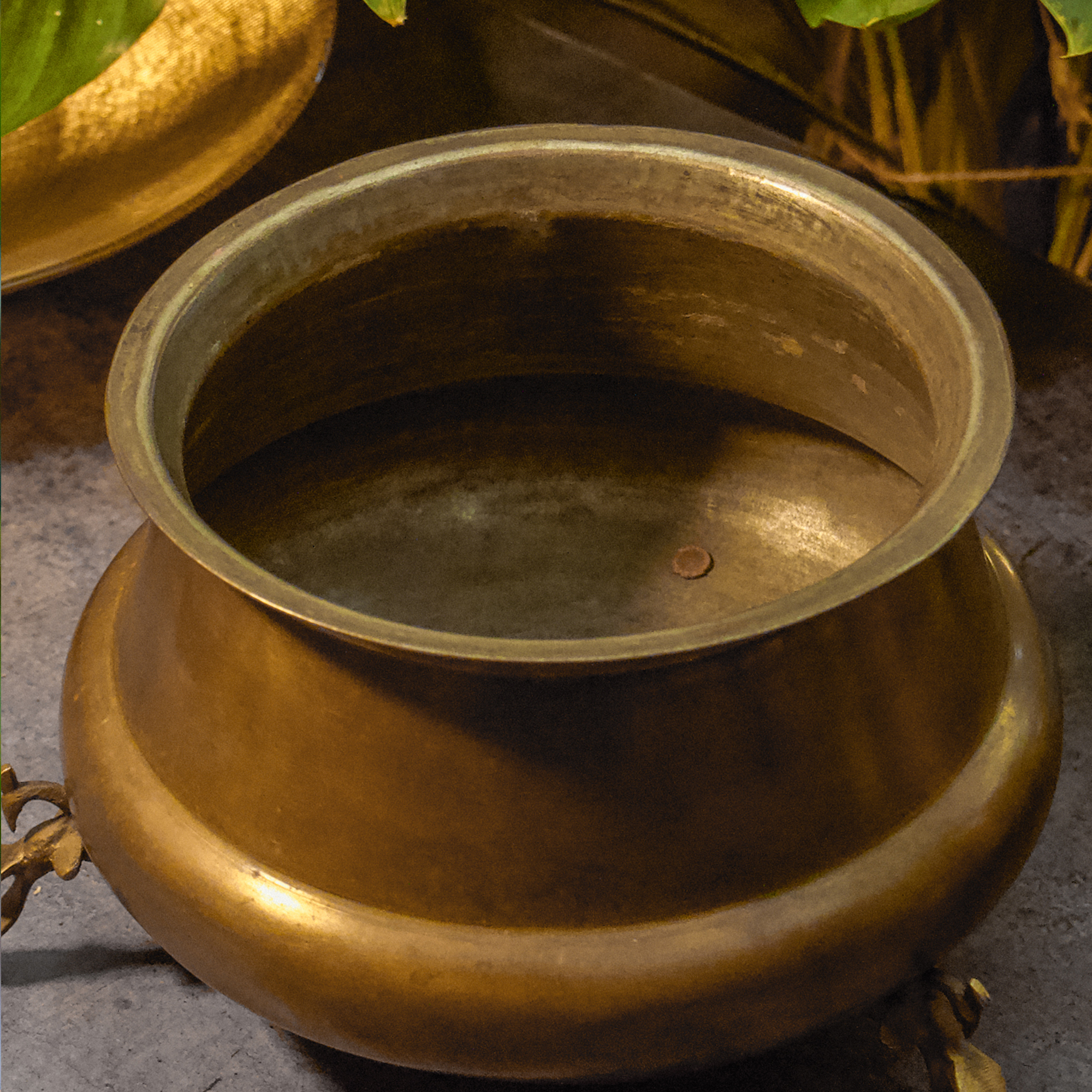 Handcrafted Vintage Elevated Brass Culinary Vessel