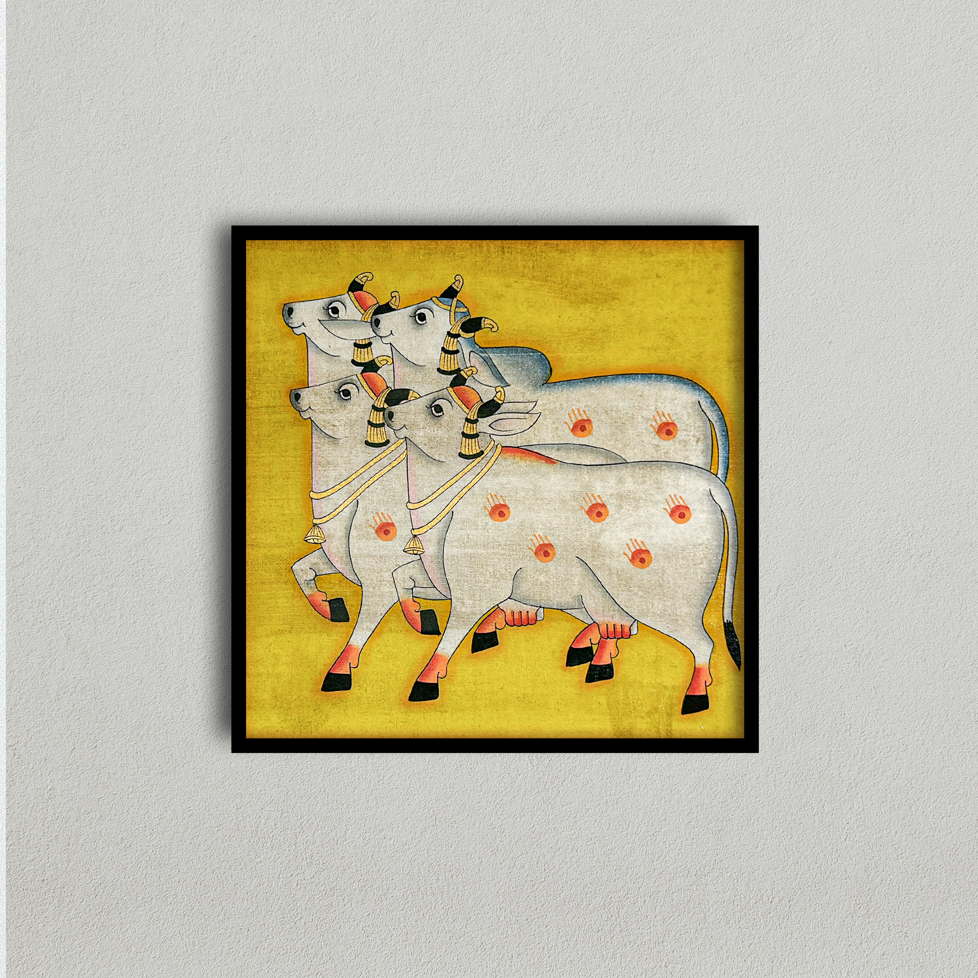 Handmade Pichwai Painting Celebrating Mother Cows