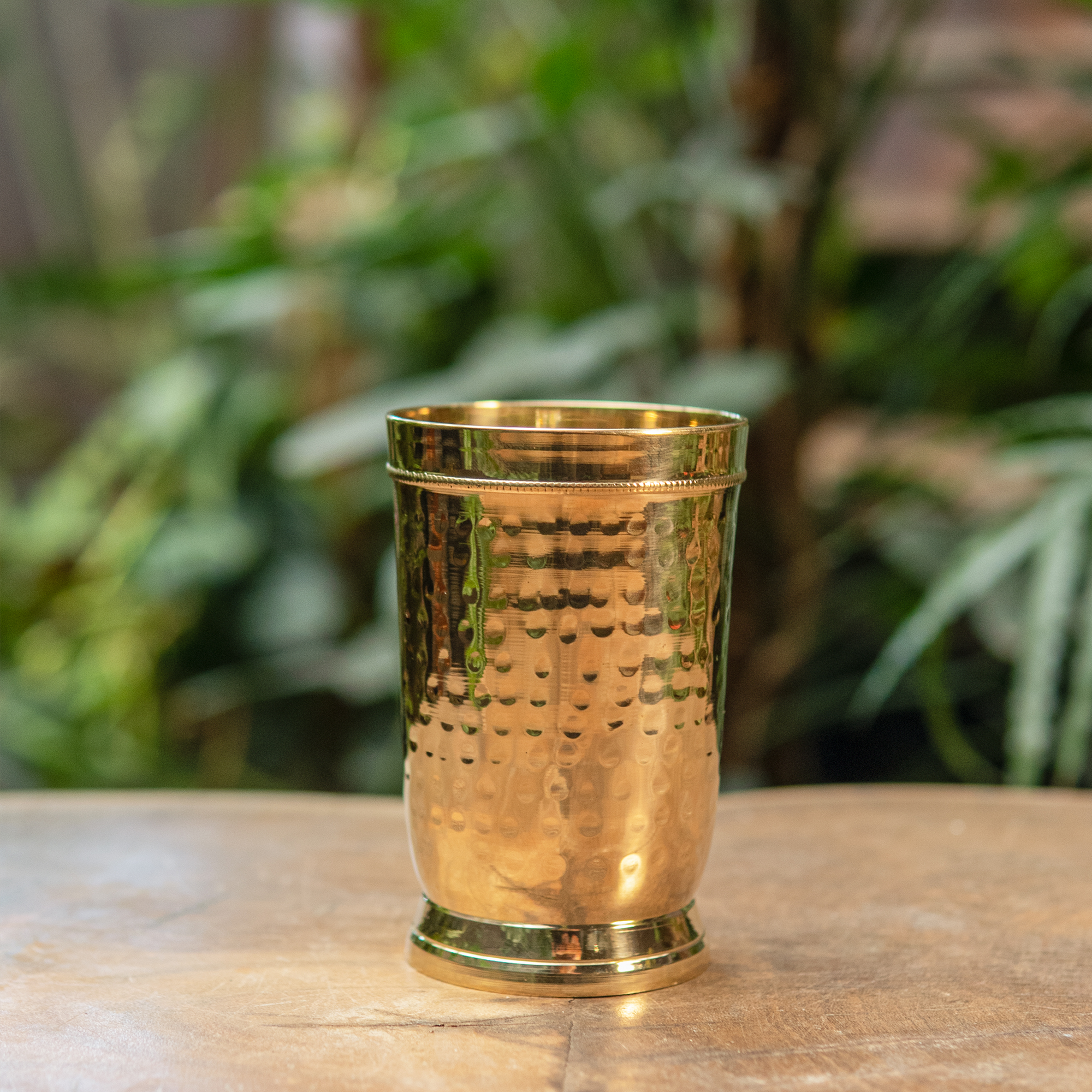 Brass Hammered Water Glass