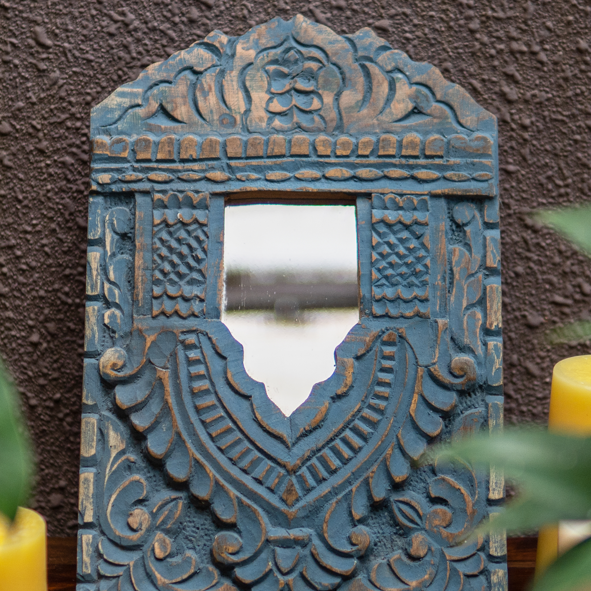 Wooden Jharoka in Blue Colour