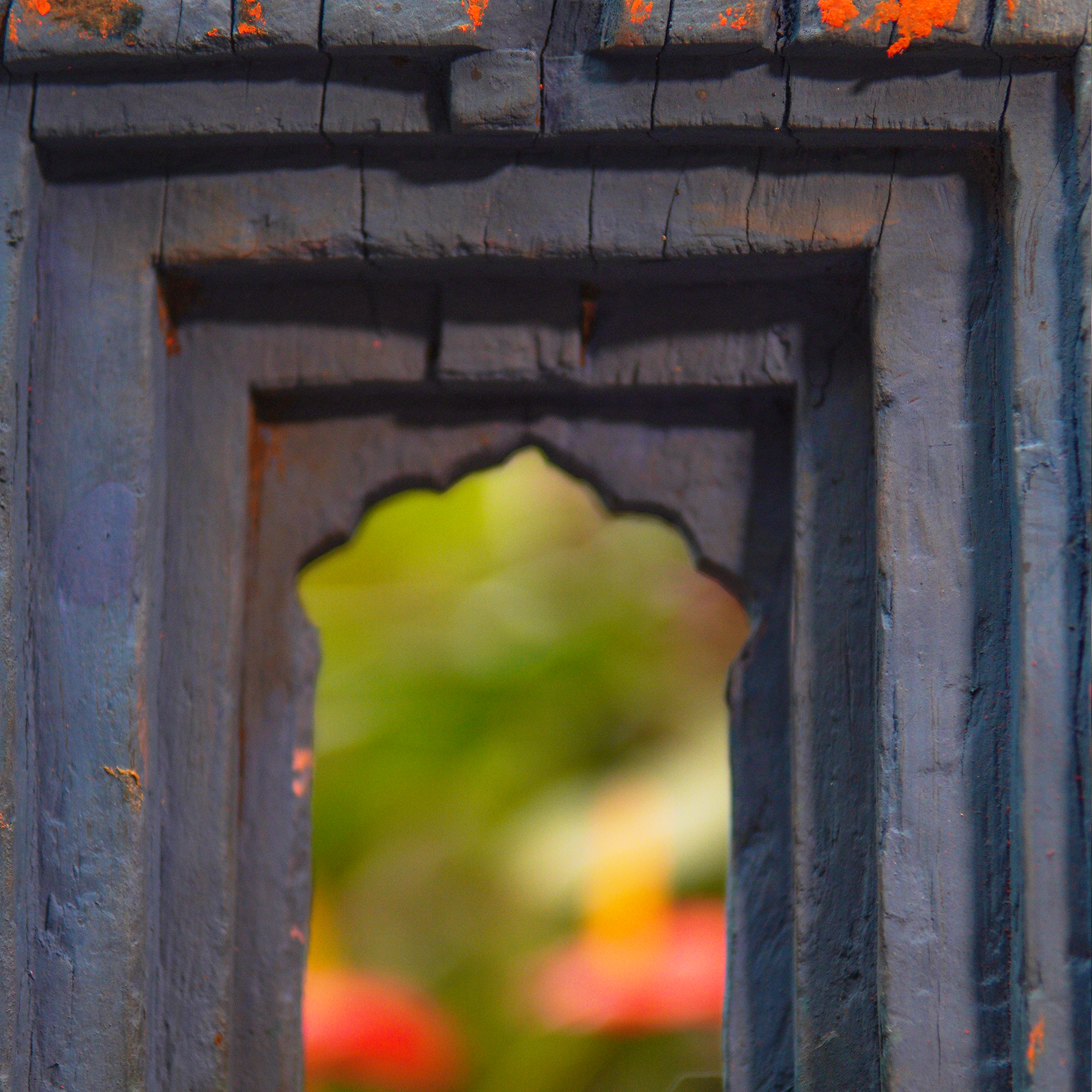 Wooden Temple Frame in Dark Blue