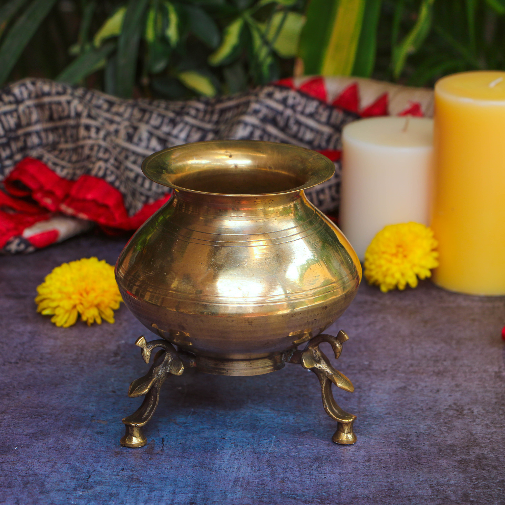 Handcrafted Elegant Vintage Brass Lota With Legs