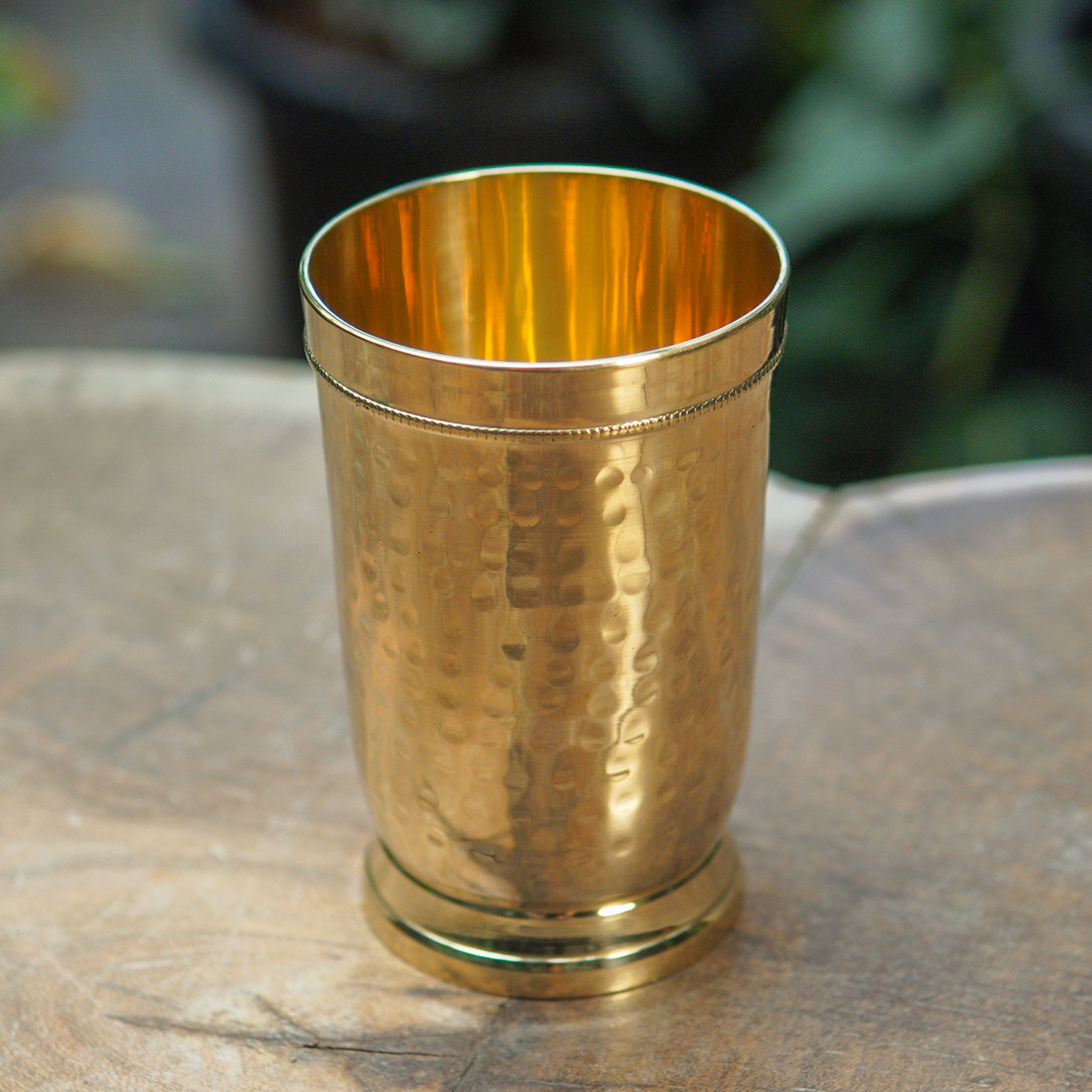 Brass Hammered Water Glass