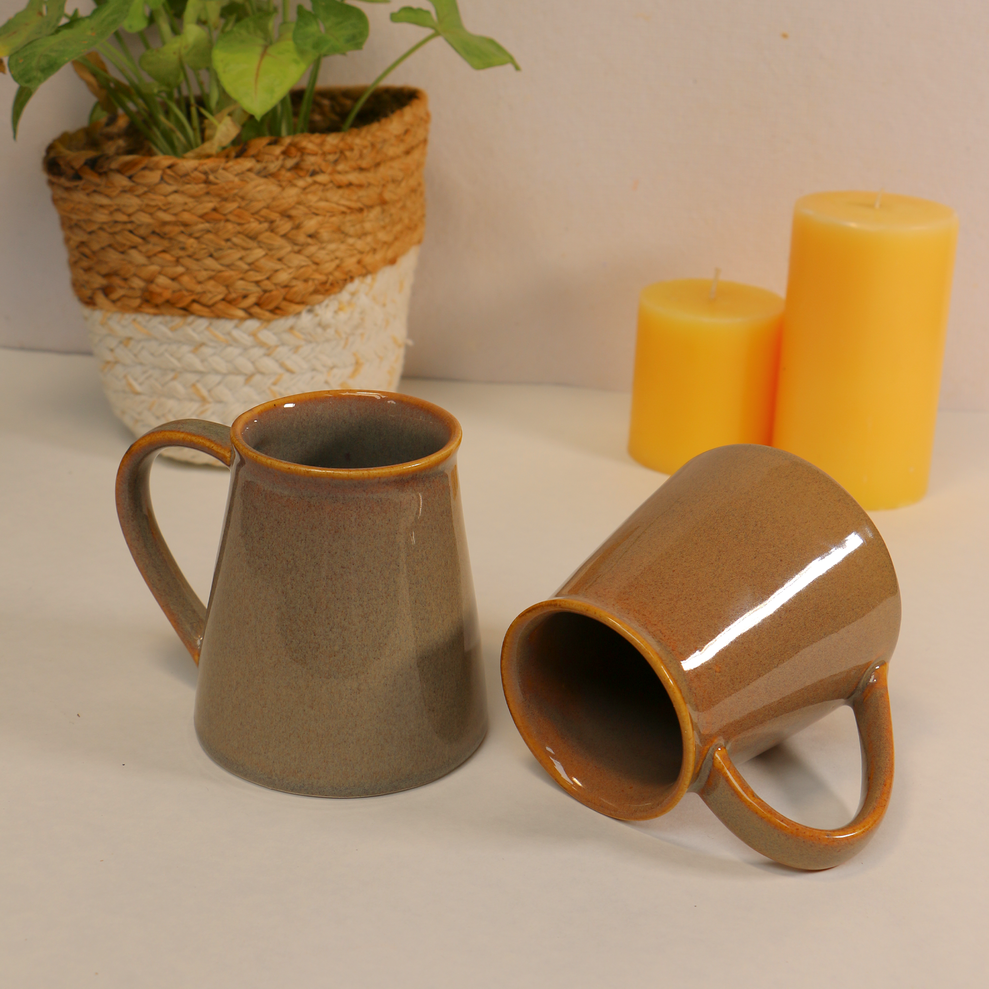 Handcrafted Honey Mustard Large Coffee Mug ( A Statement Piece) 300 ml