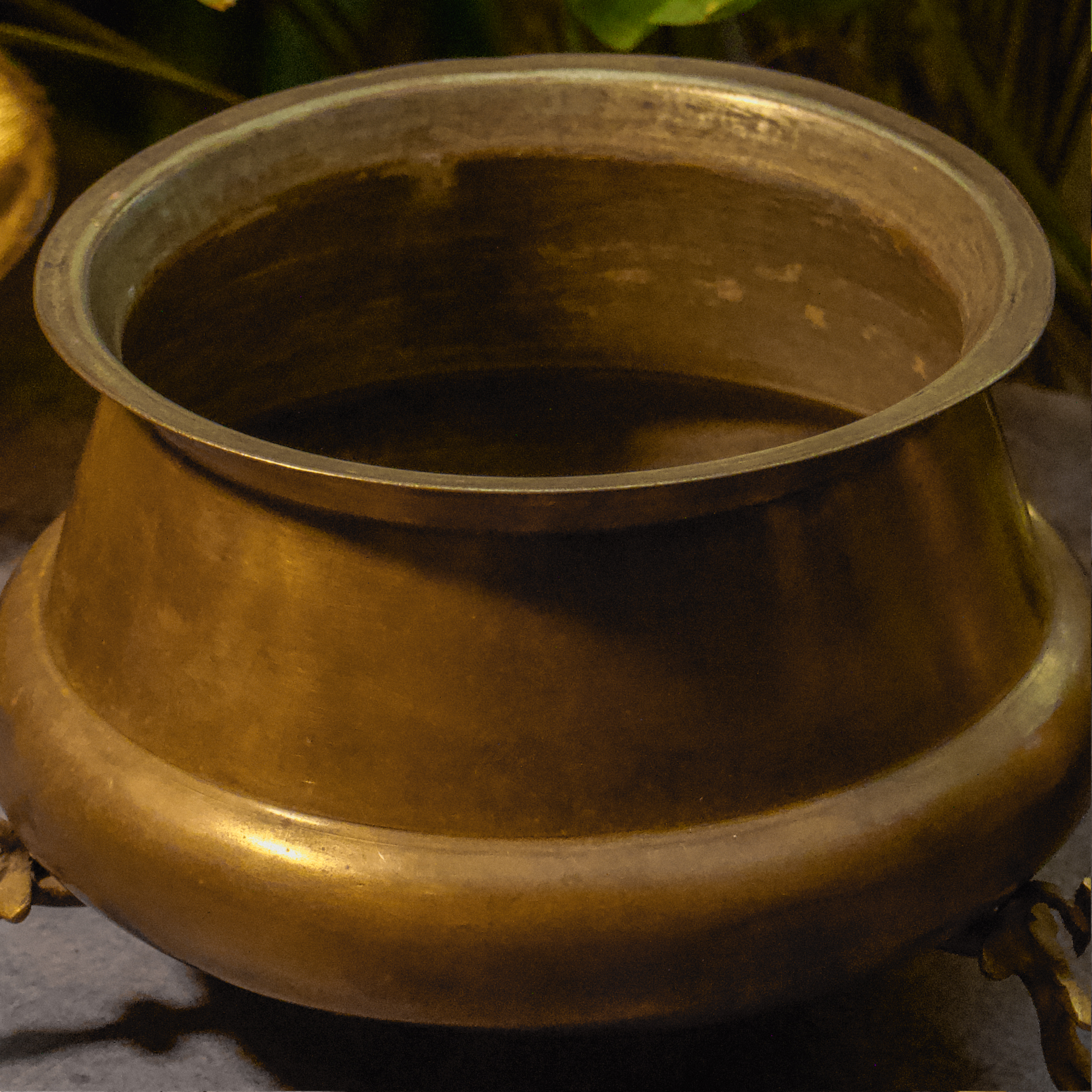 Handcrafted Vintage Elevated Brass Culinary Vessel