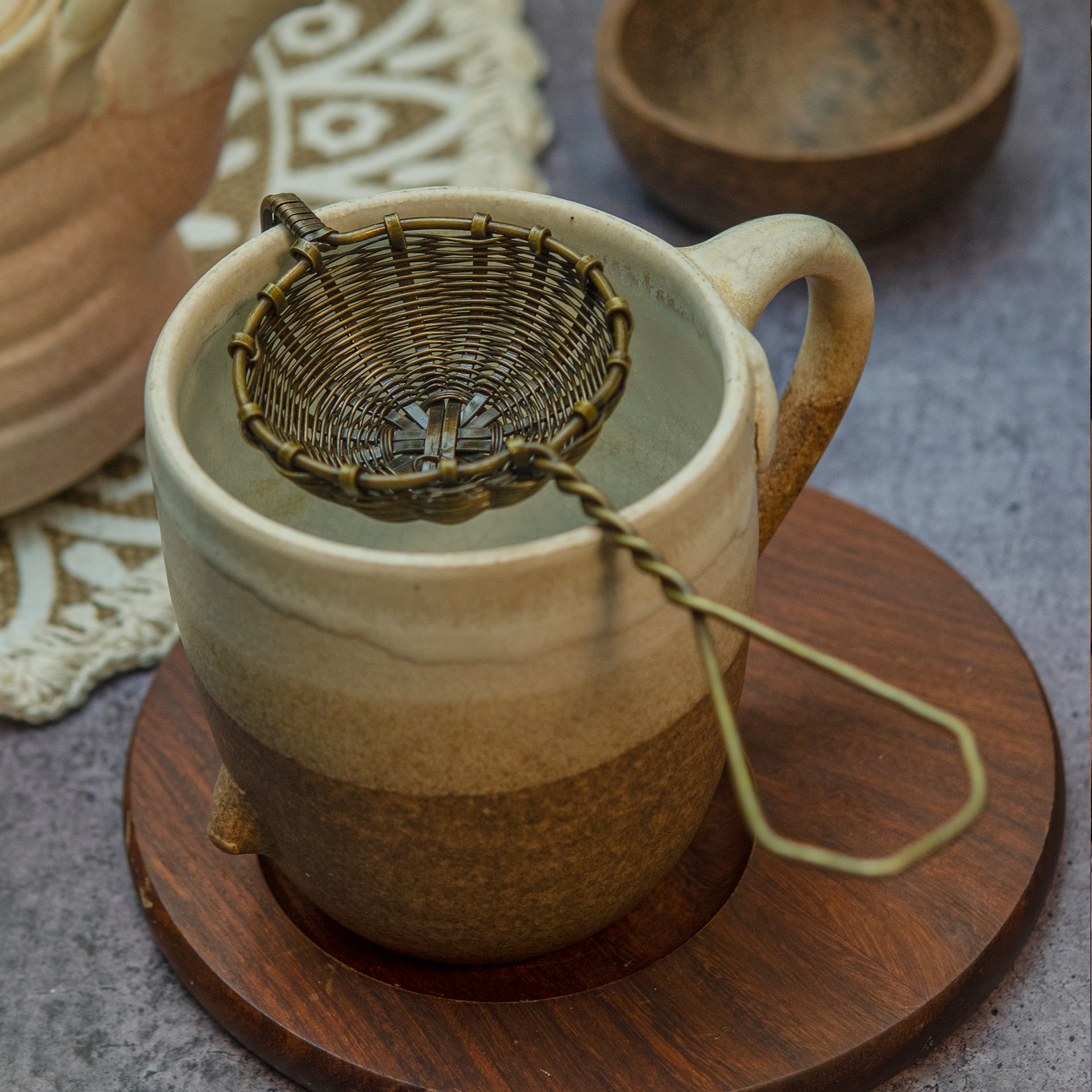 Handmade Brass Wire Mesh Small Tea Strainer