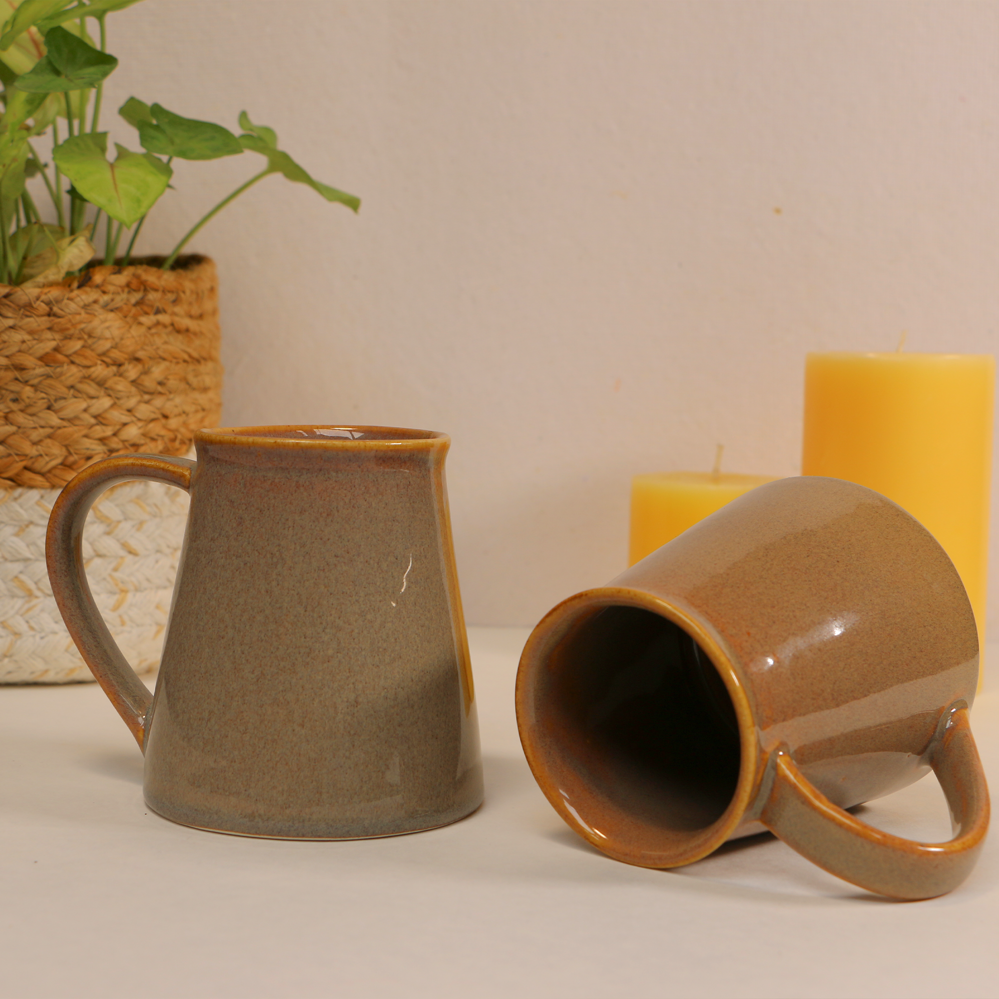 Handcrafted Honey Mustard Large Coffee Mug ( A Statement Piece) 300 ml