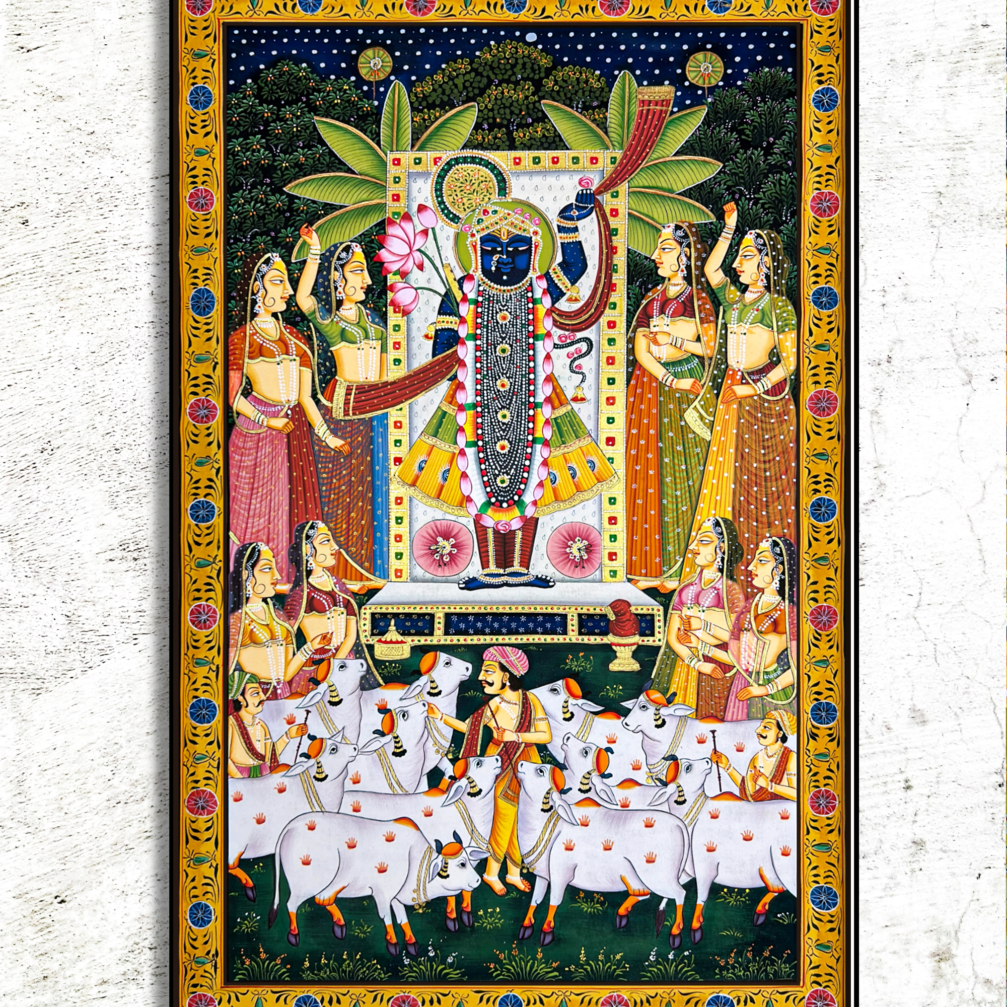 Pichwai Art - Handmade Shreenathji Raas Leela Pichwai Painting