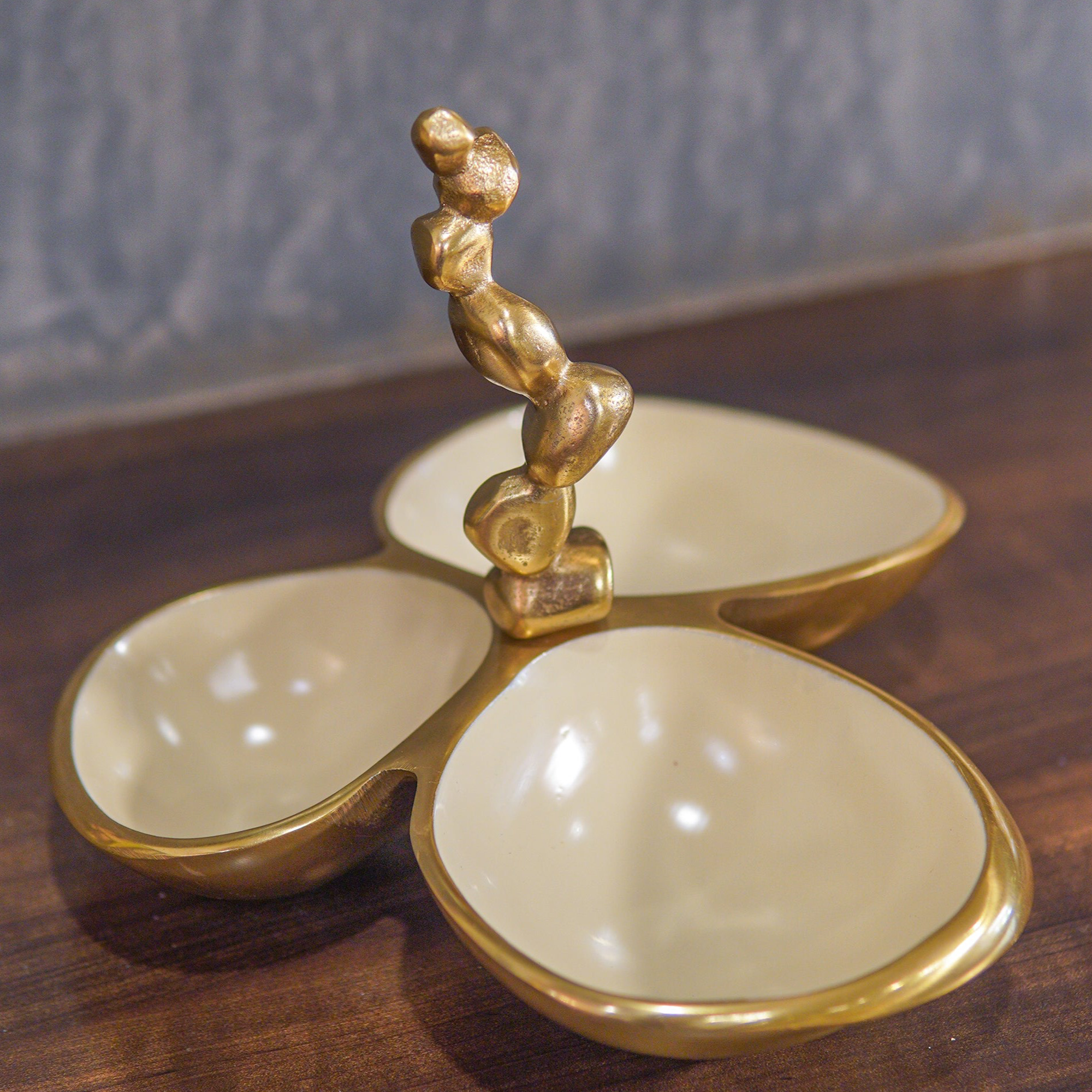 Elegant and Stylish Gold Nickel Pure Brass 3 Dry Fruit Bowl Set