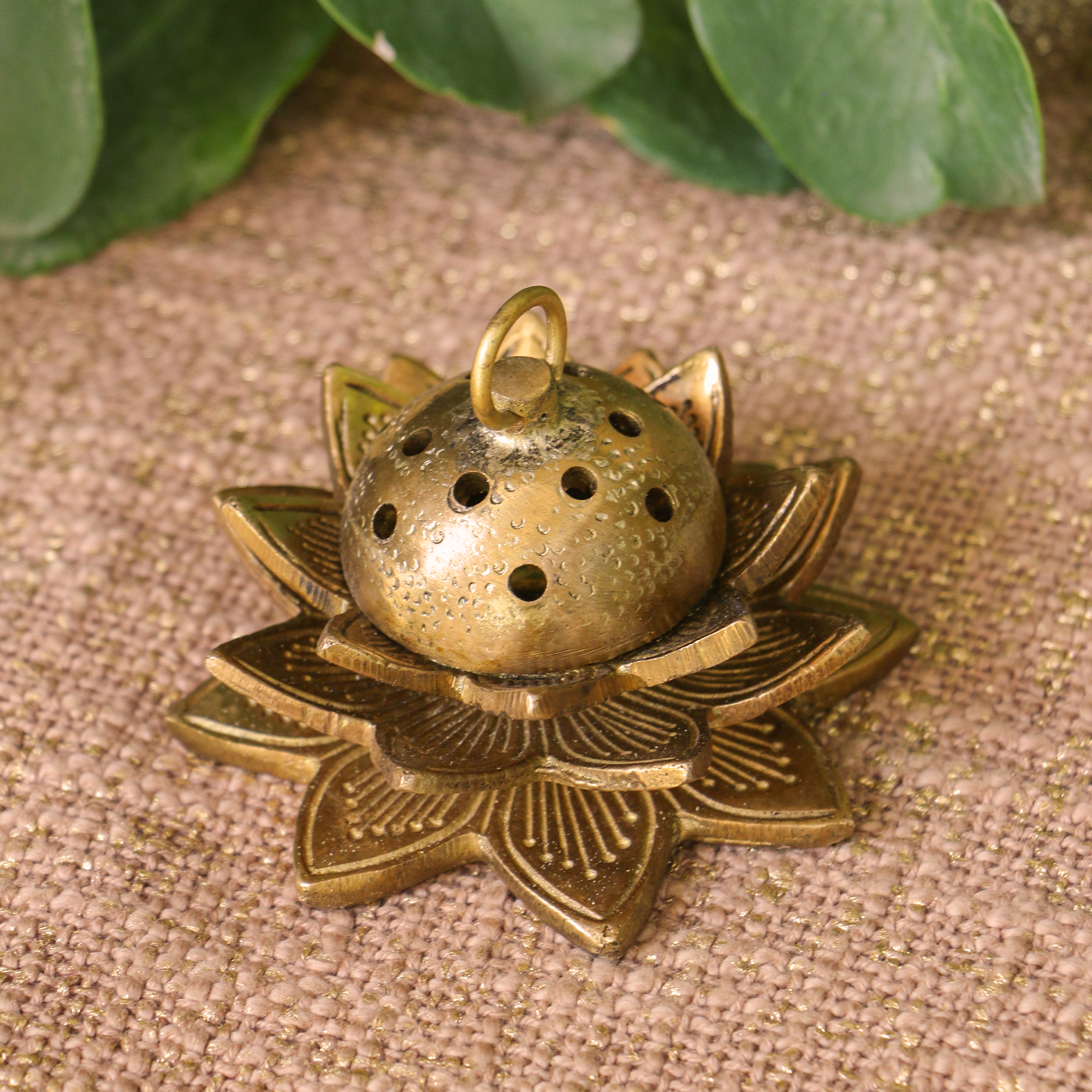 Intricate Design Small Brass Dhuni / Sambrani Incense Burner - Small ( 10 cm )