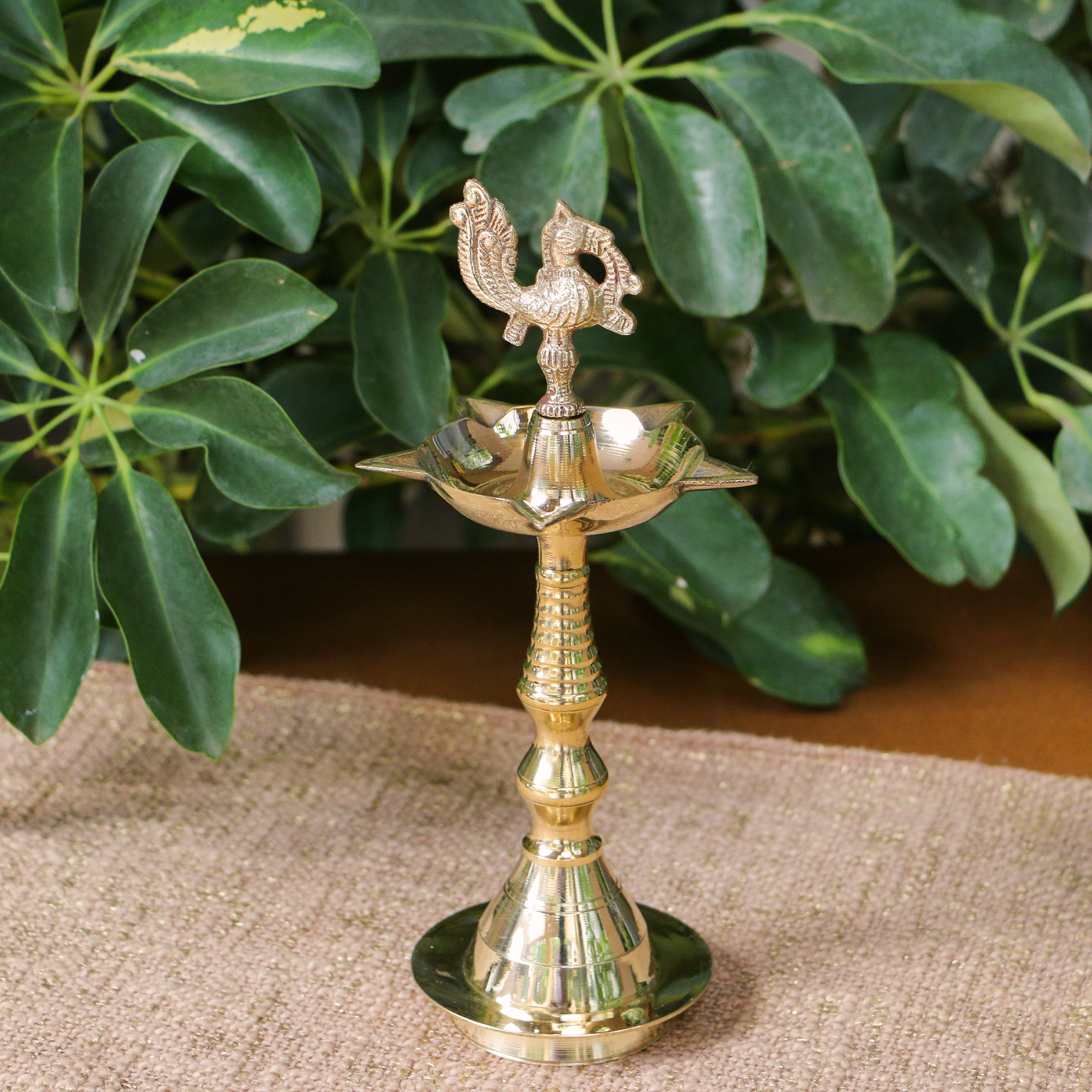 deepa 100% Pure Brass Pooja Deepam / Deepak - 5 Baati Medium