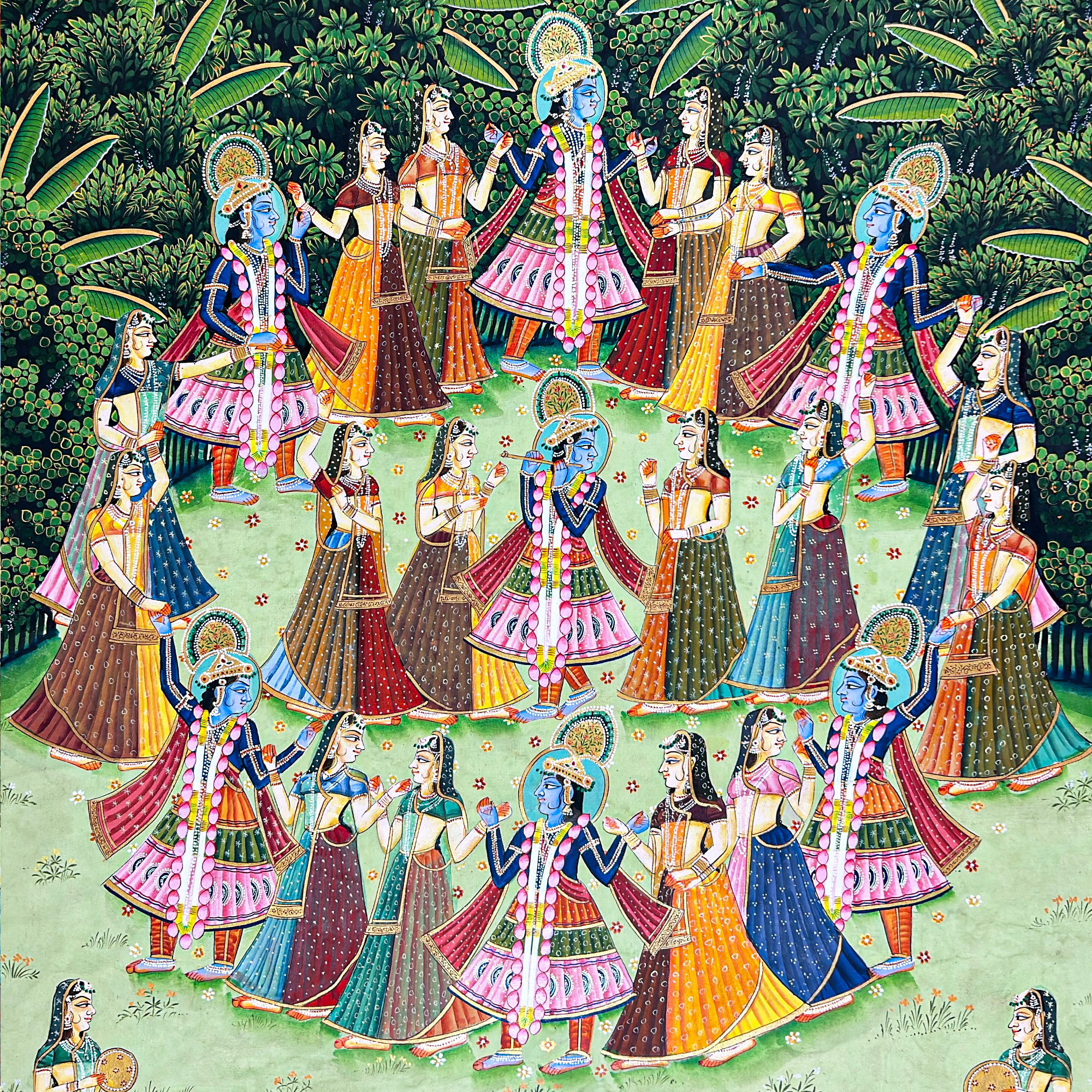 Pichwai Art - Hand Painted Shreenathji Raasleela Painting