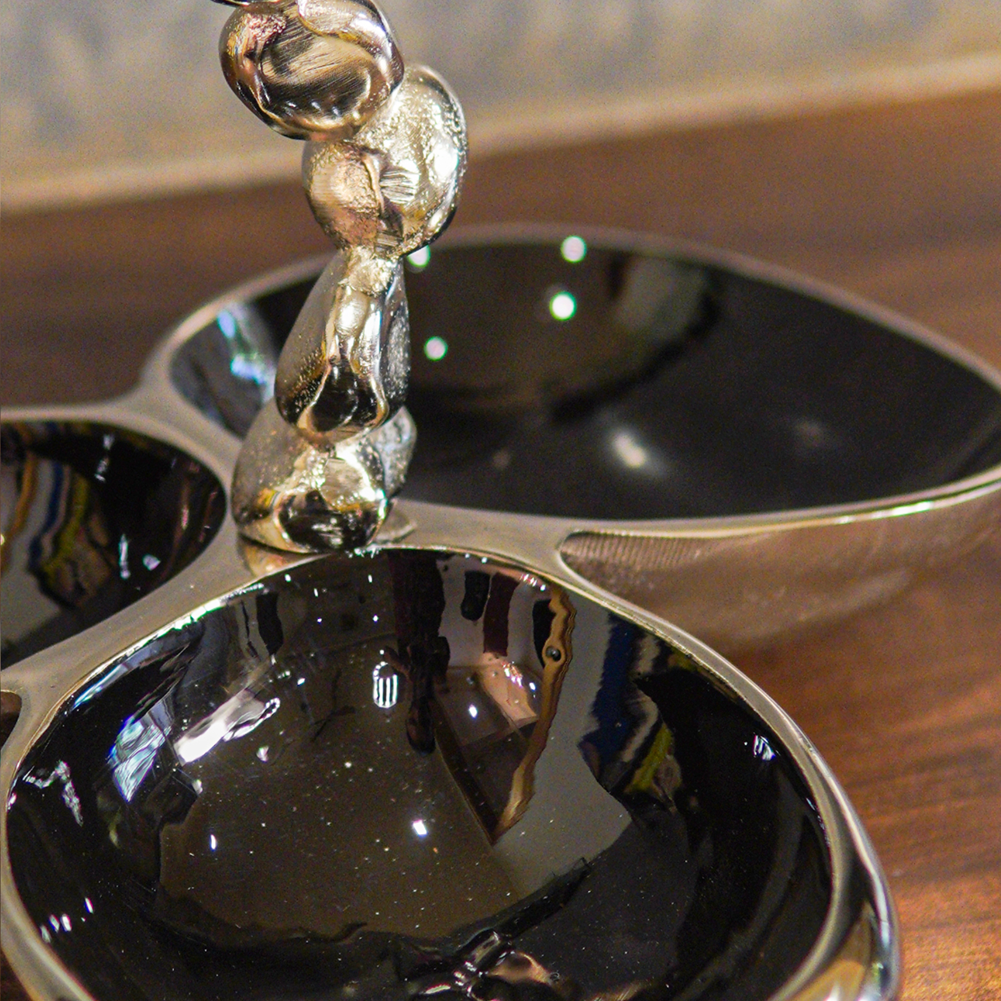 Elegant and Stylish Black Nickel Pure Brass 3 Dry Fruit Bowl Set