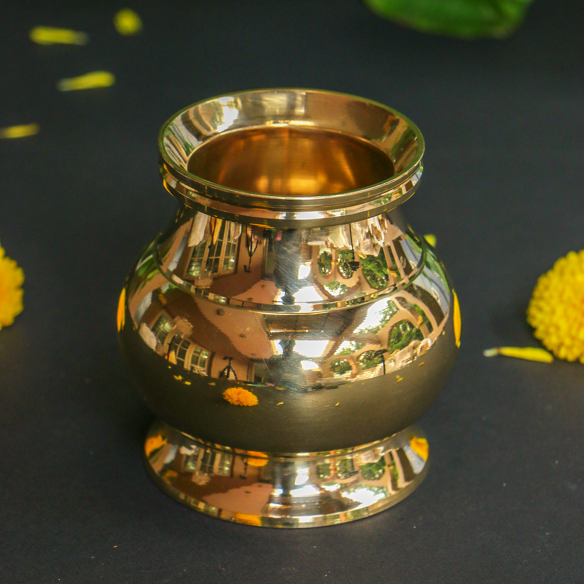 100 % Brass Kindi Lota Kalash for Pooja or Water Storage - Heavy Base