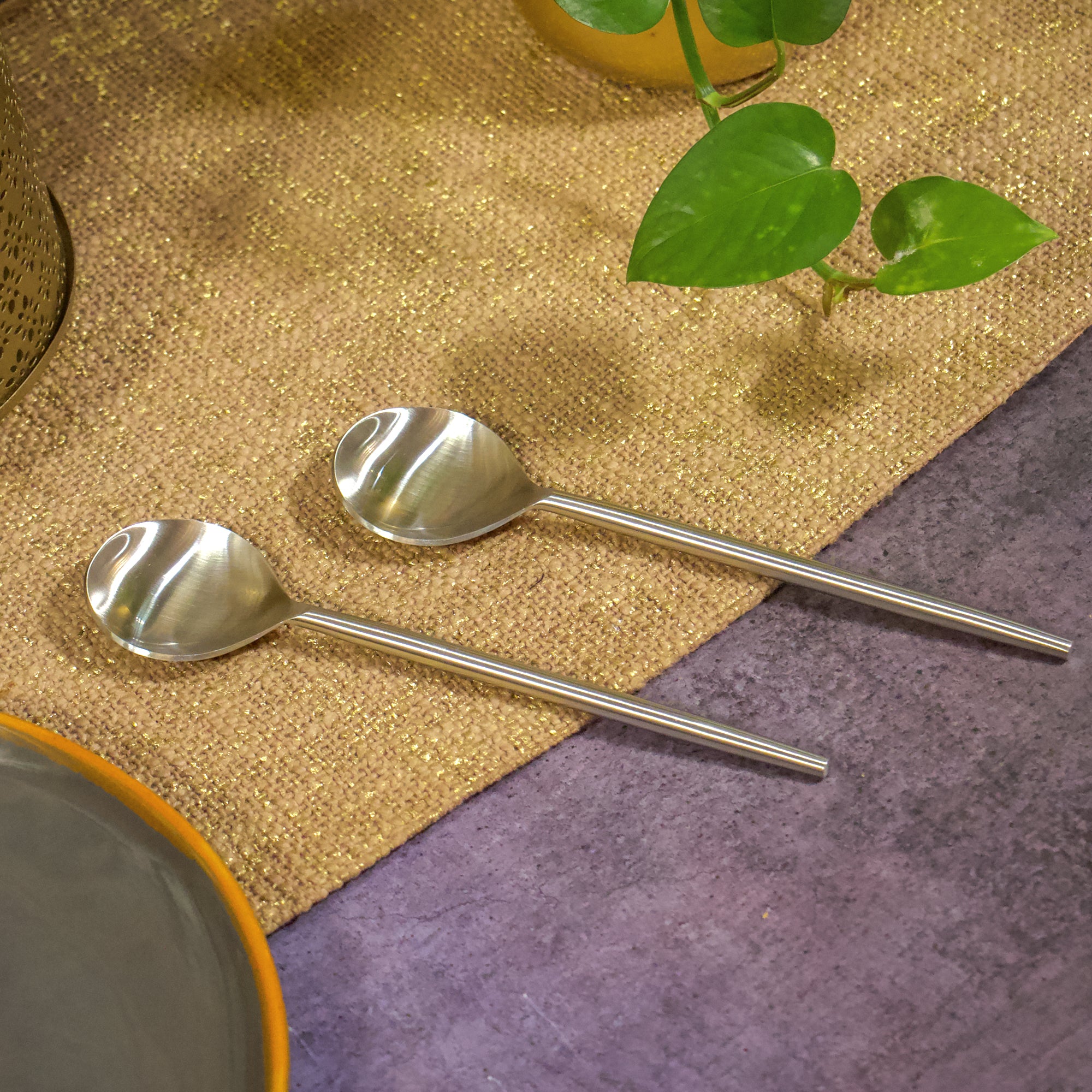 Handcrafted Steel Soup Spoons - Set of 2 - Matt Finish